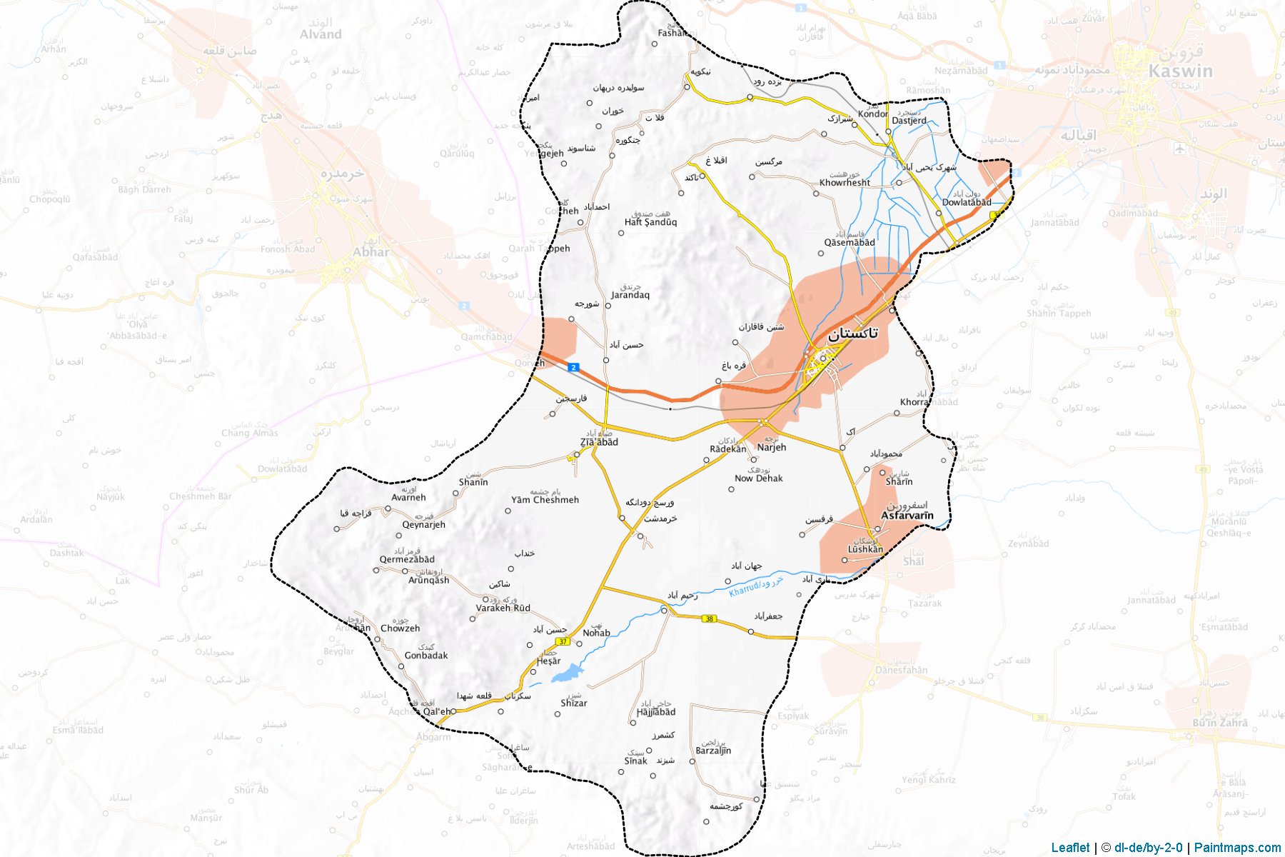 Takistan şehristanı (Kazvin Eyaleti) Haritası Örnekleri-1