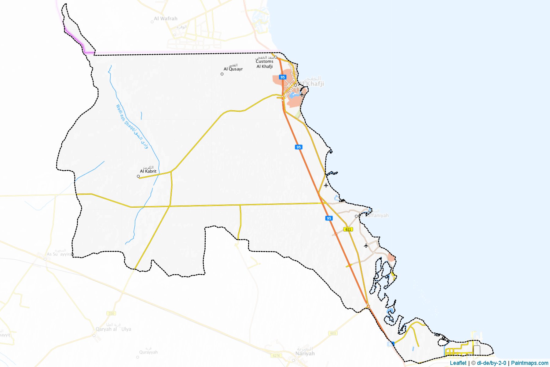 Crea mapas imprimibles de Al-Khafji con enmascaramiento (recorte) de ...