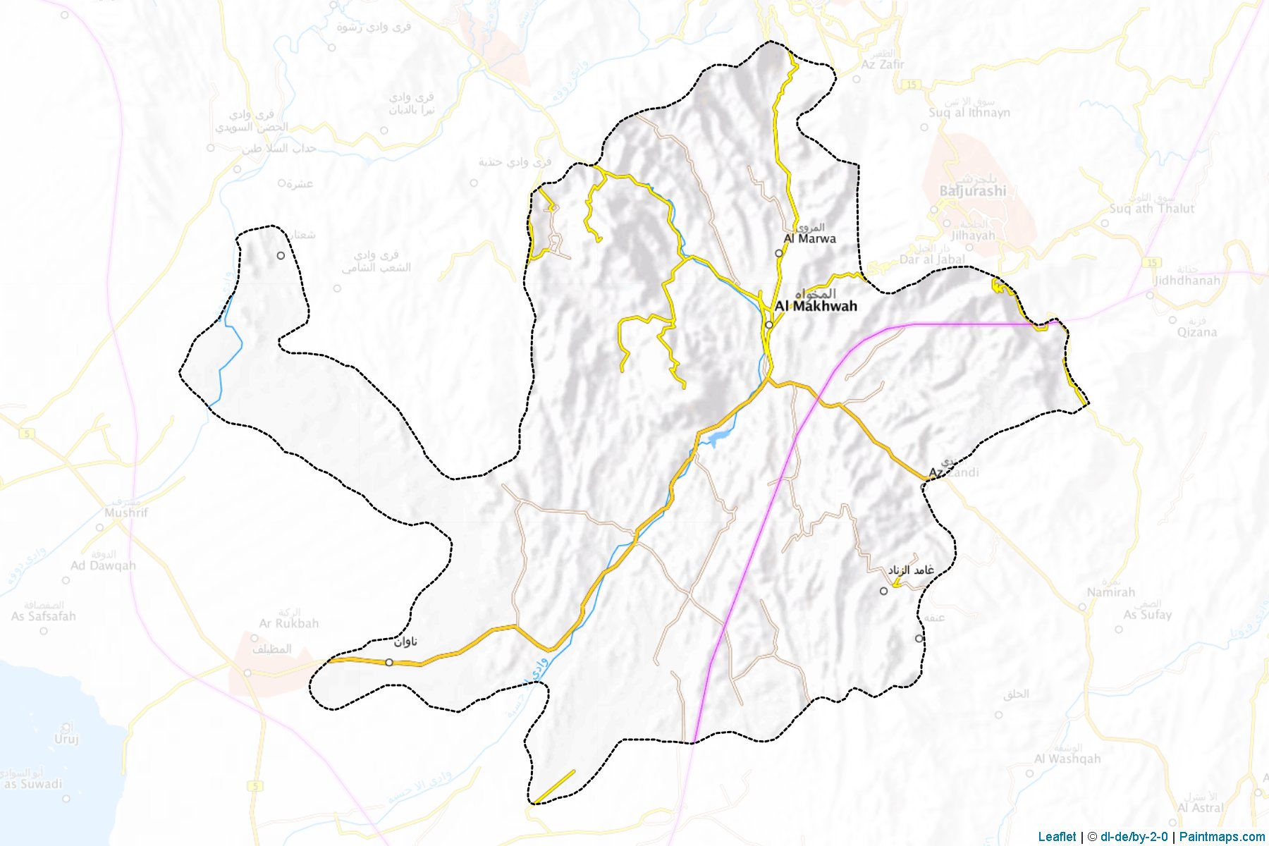 Muestras de recorte de mapas Al-Mukhwah (Al-Bahah)-1