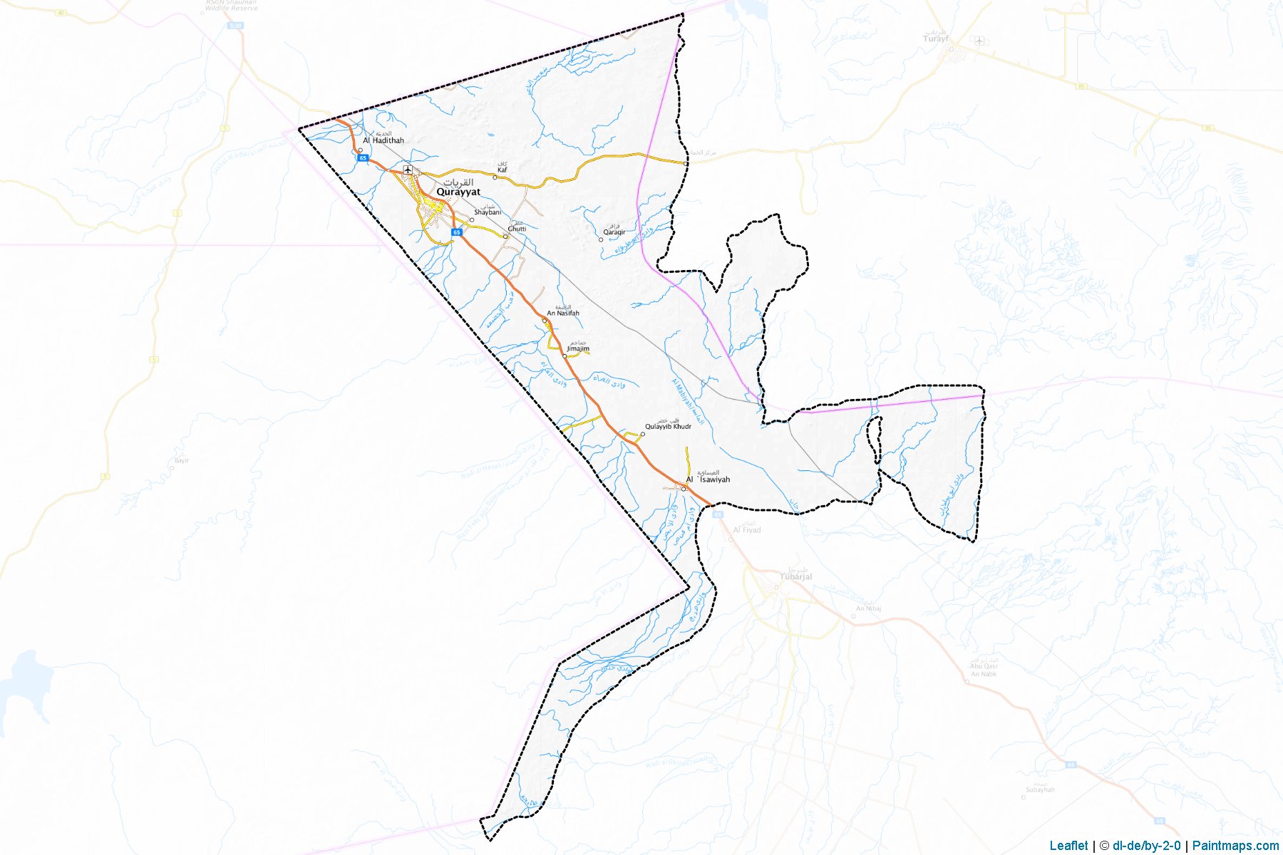 Muestras de recorte de mapas Al-Qurayyat (Al Jawf)-1