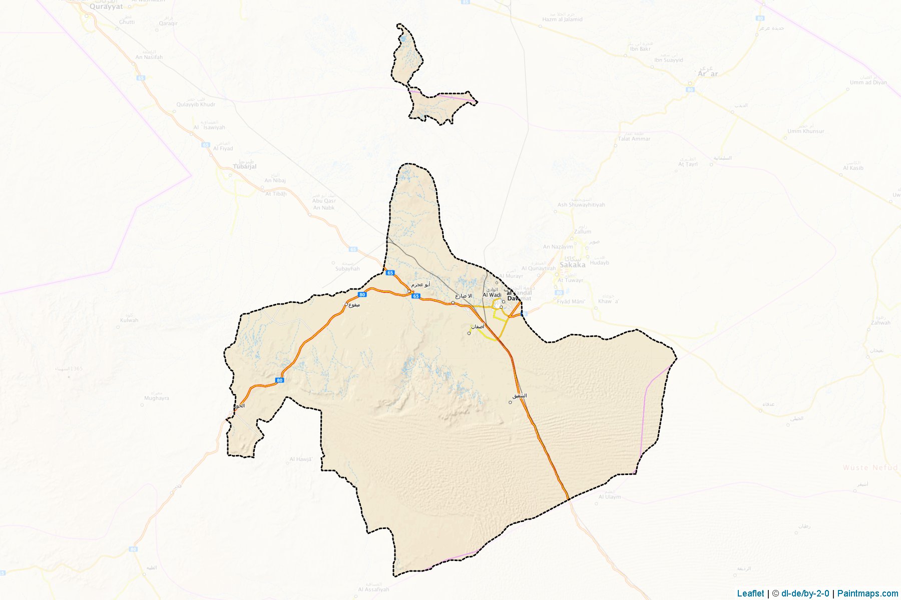 Muestras de recorte de mapas Dawamat al-Jandal (Al Jawf)-1