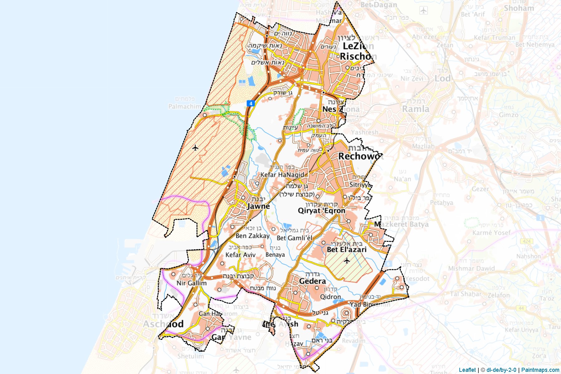 Muestras de recorte de mapas Rehovot (Central)-1