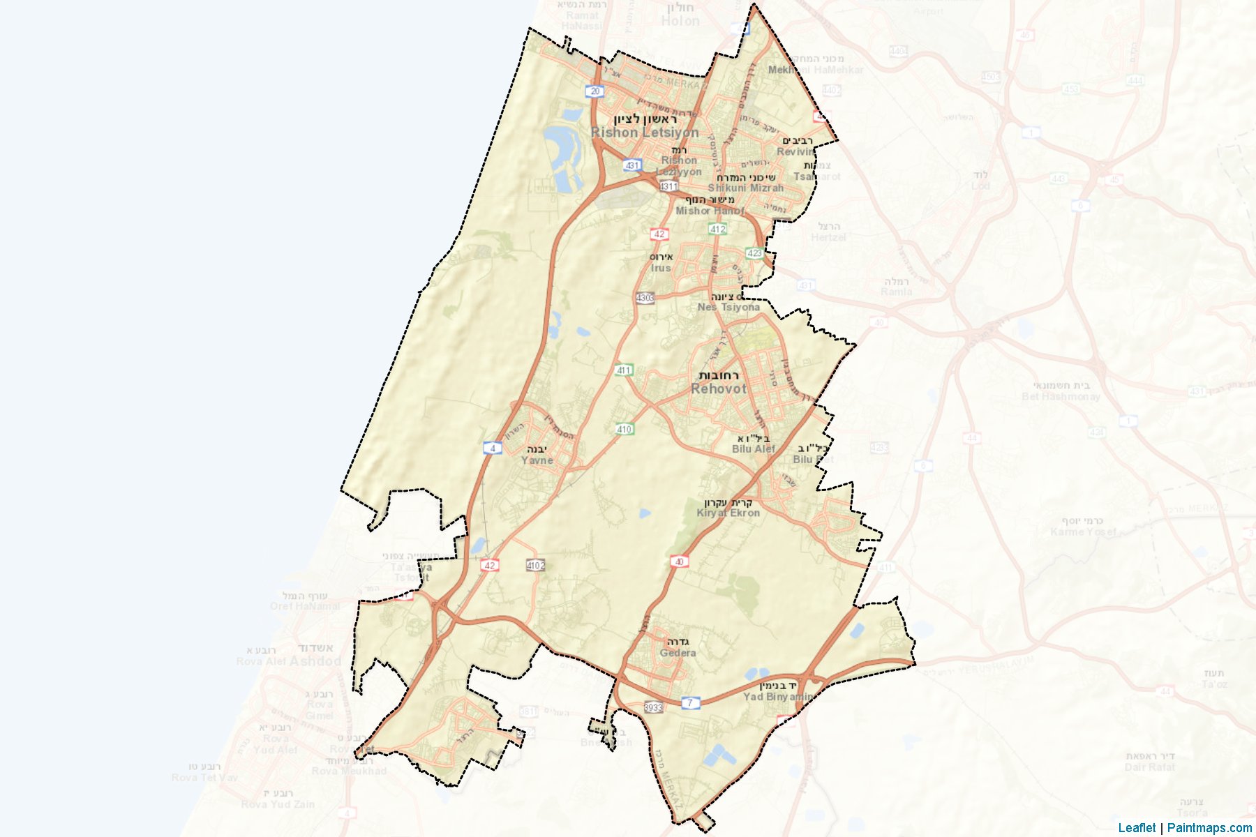 Muestras de recorte de mapas Rehovot (Central)-2