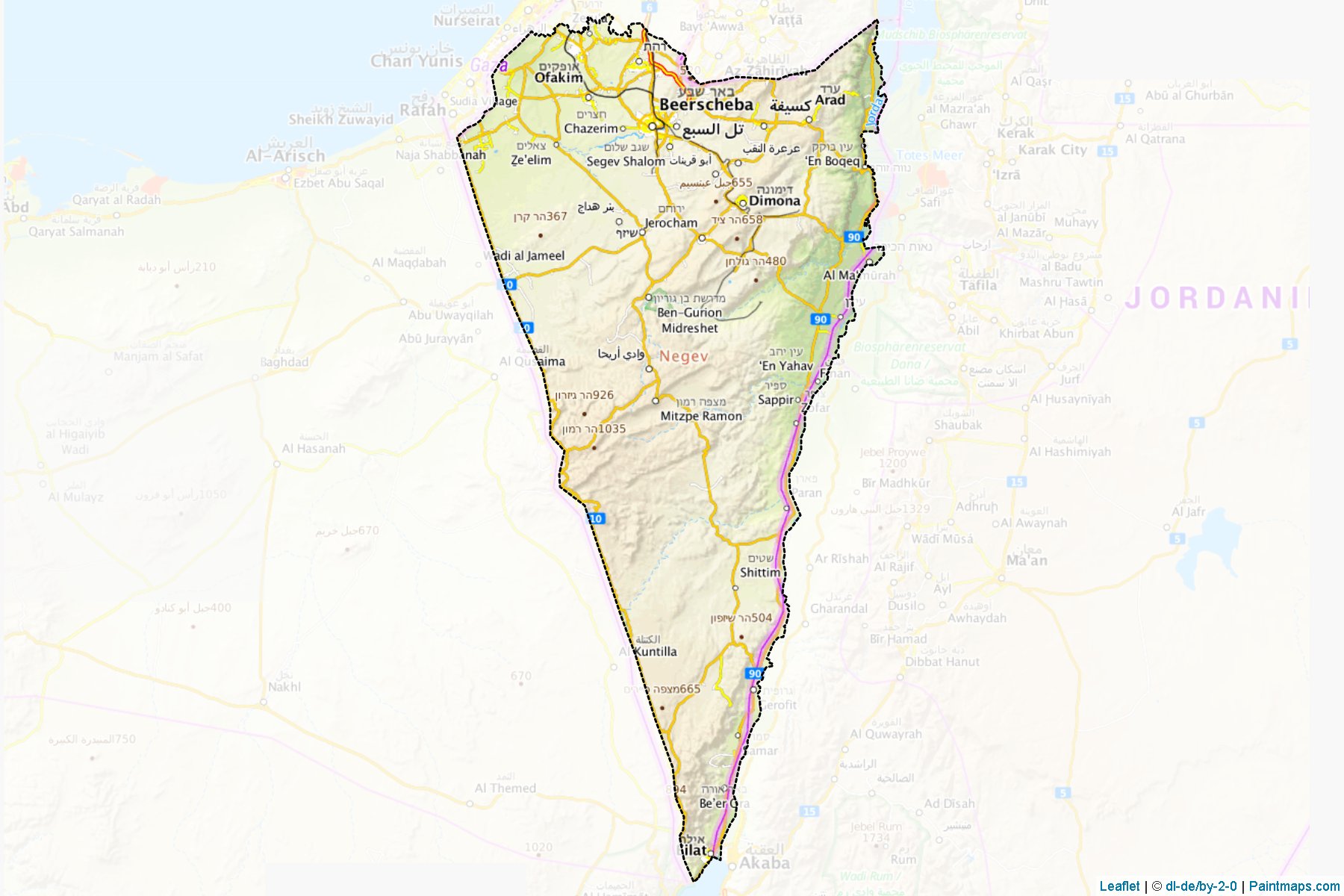 Muestras de recorte de mapas Be'er Sheva (Southern)-1