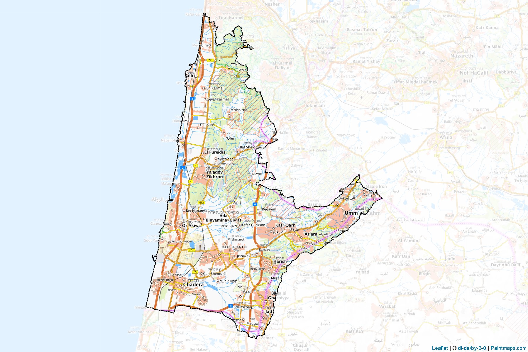 Muestras de recorte de mapas Hadera (Haifa)-1