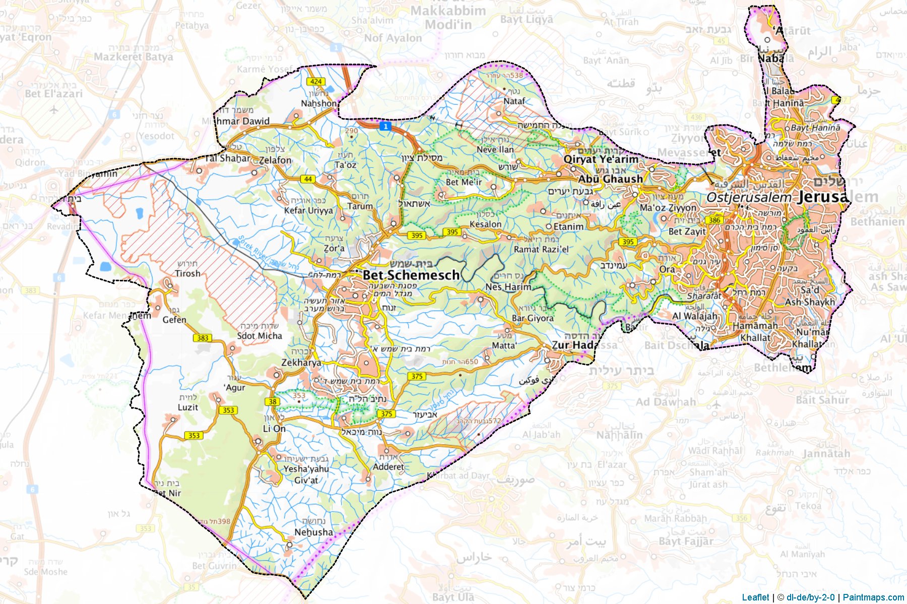 Muestras de recorte de mapas Jerusalem (Jerusalem)-1