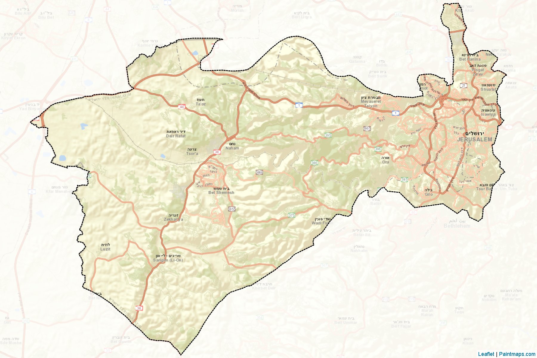 Muestras de recorte de mapas Jerusalem (Jerusalem)-2