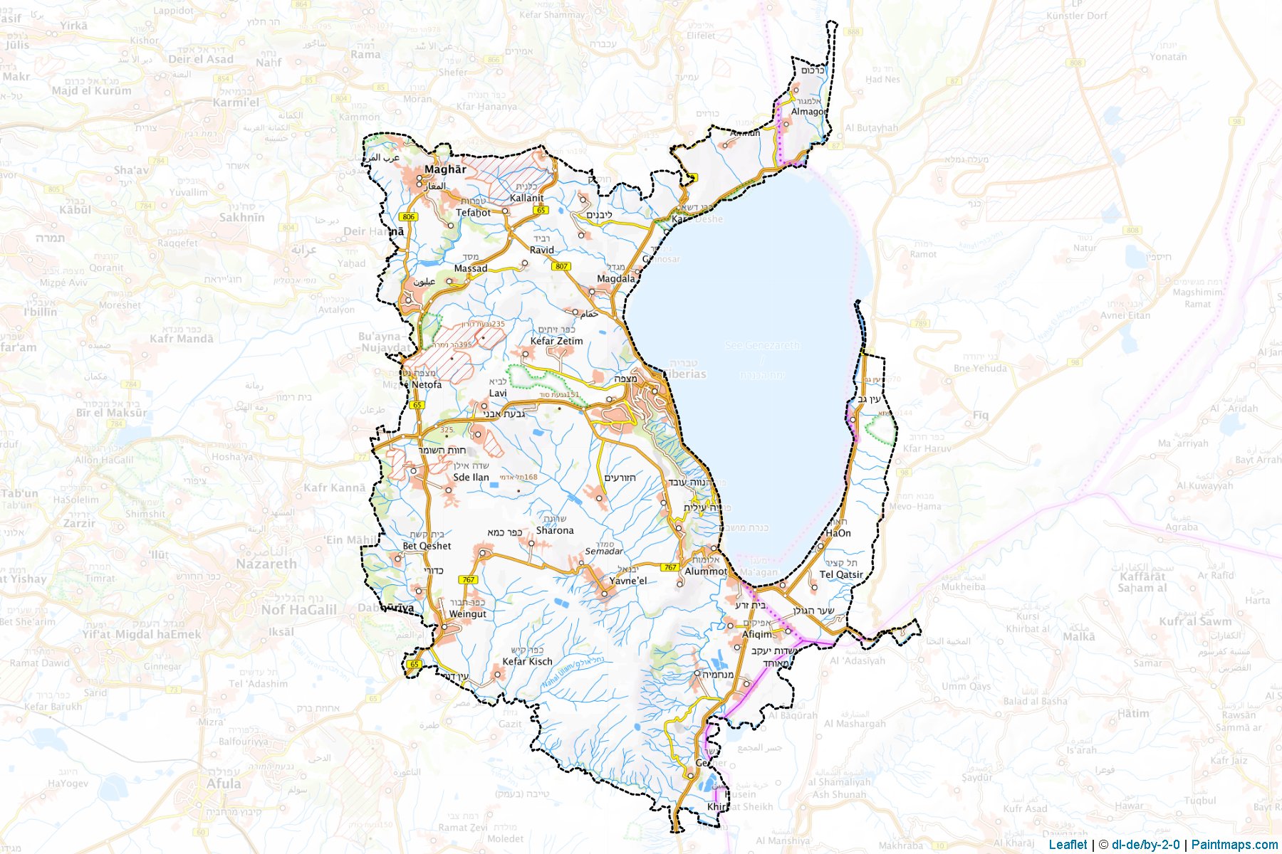 Muestras de recorte de mapas Kinneret (Northern)-1