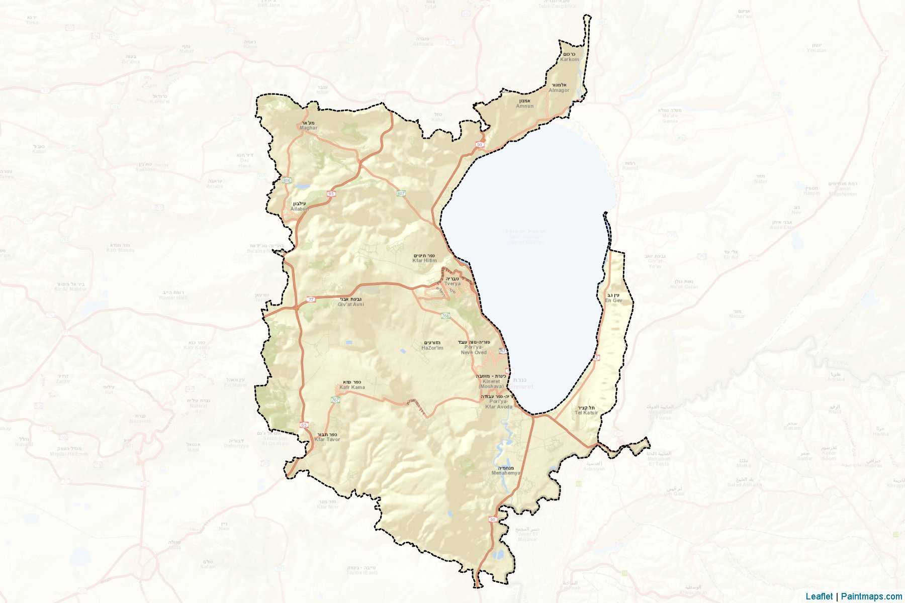 Muestras de recorte de mapas Kinneret (Northern)-2