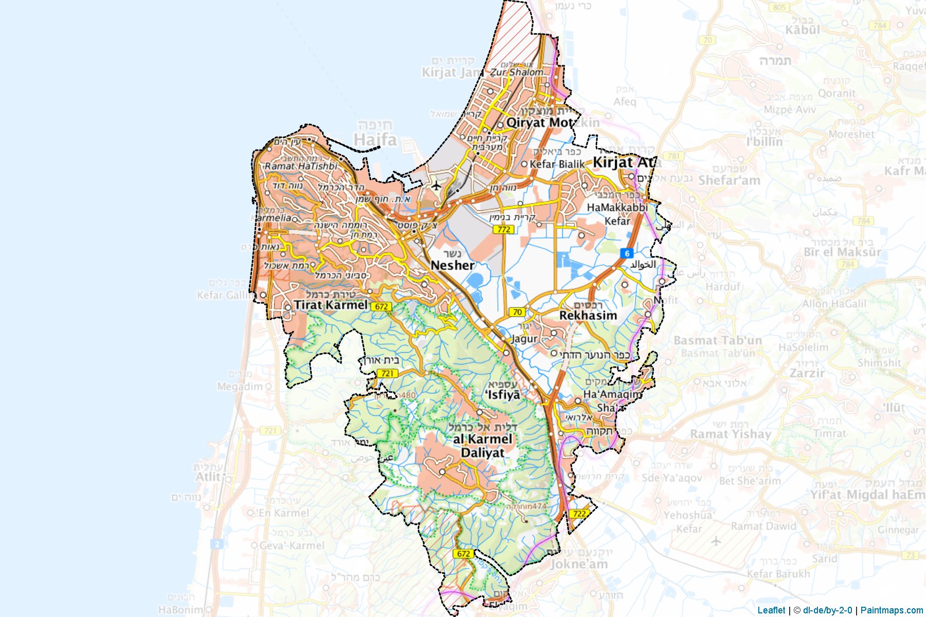 Muestras de recorte de mapas Haifa (Haifa)-1