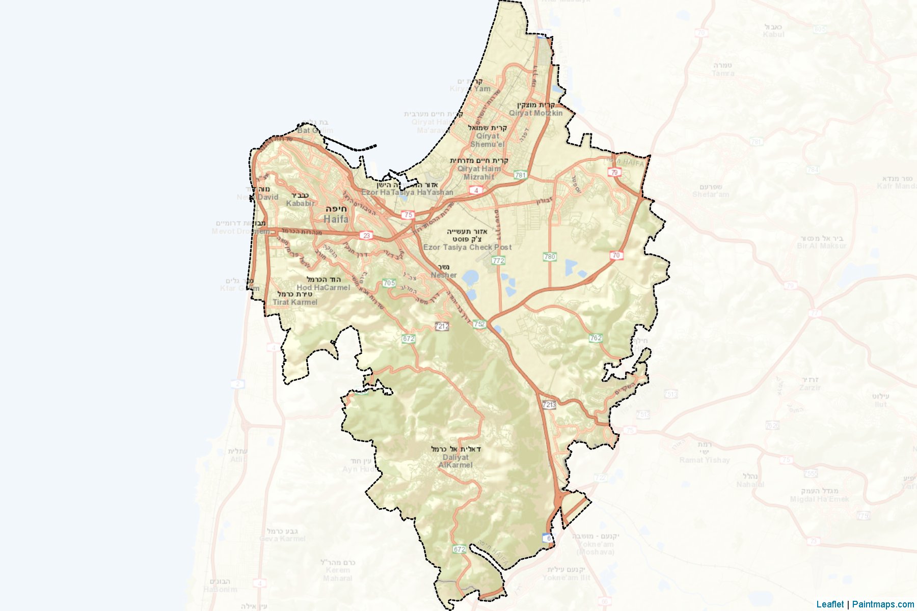 Muestras de recorte de mapas Haifa (Haifa)-2