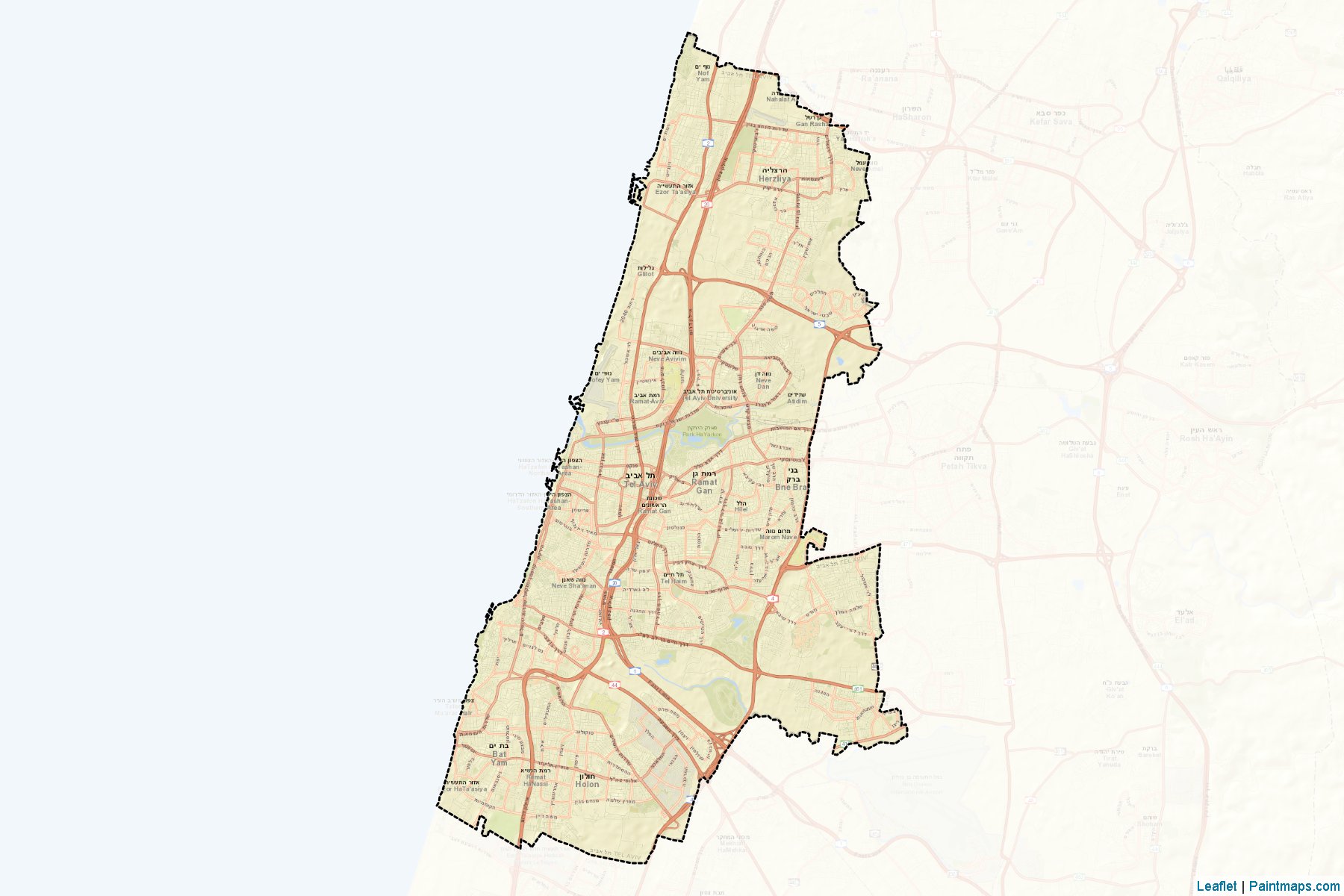 Muestras de recorte de mapas Tel Aviv (Tel Aviv)-2