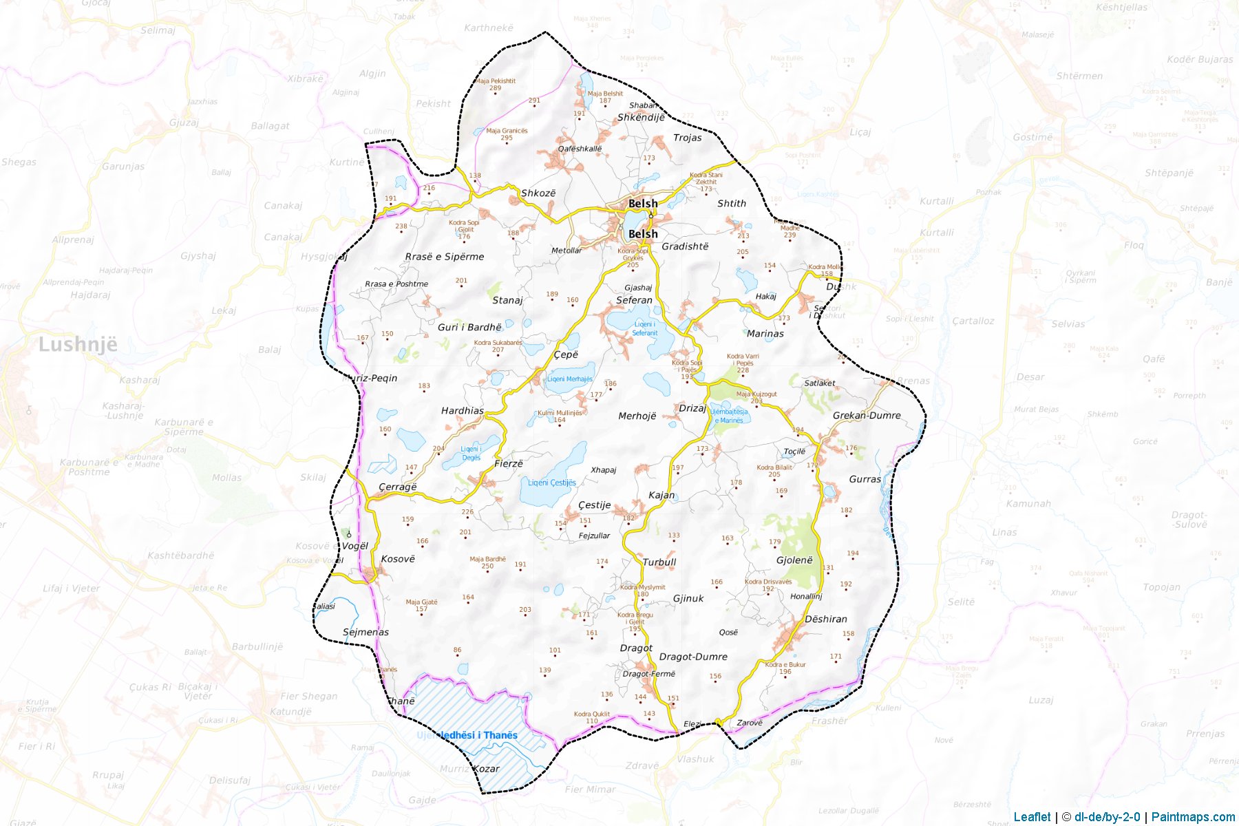 Muestras de recorte de mapas Belsh (Elbasan)-1