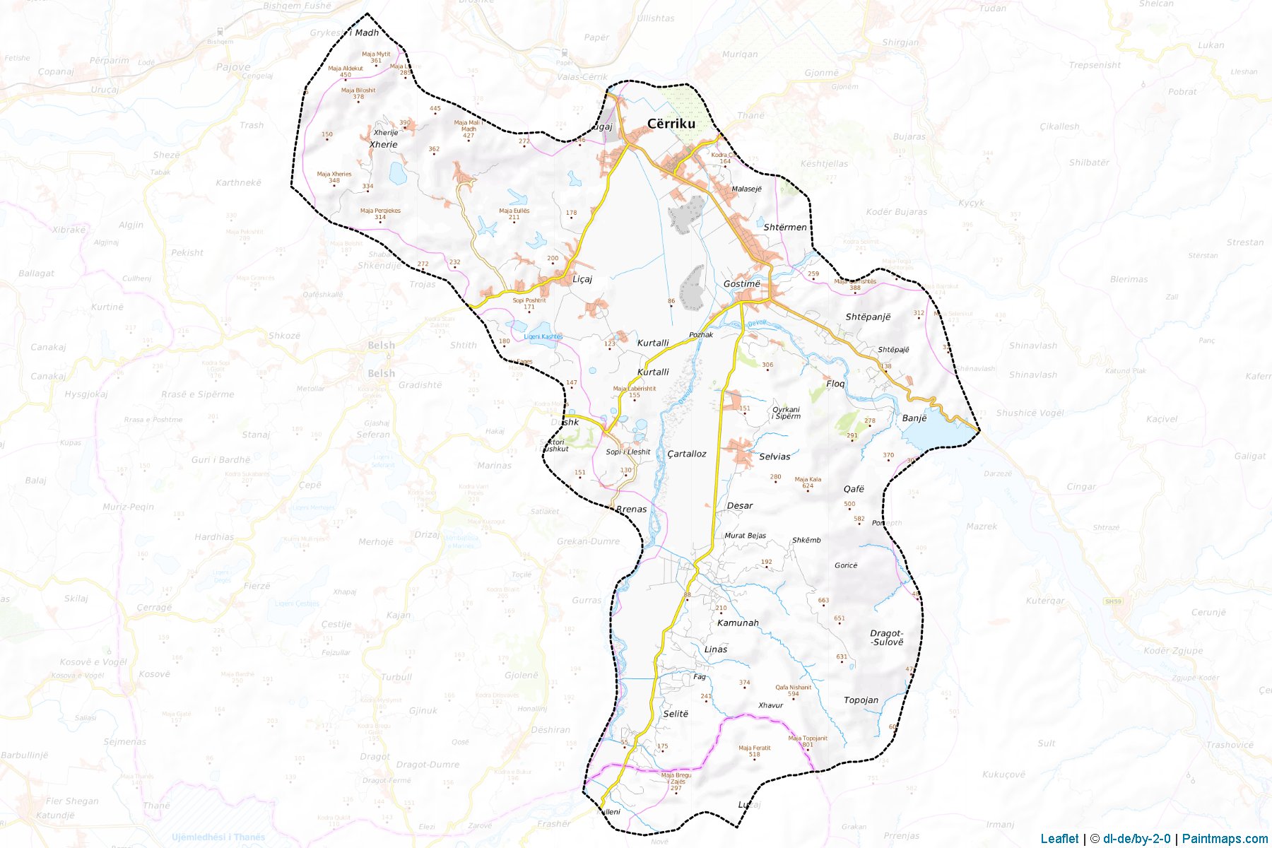 Muestras de recorte de mapas Cërrik (Elbasan)-1