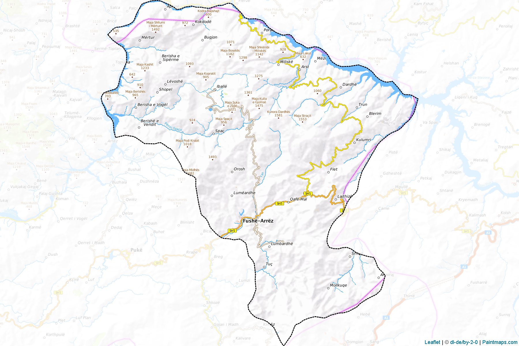 Fushë Arrës (İşkodra ili) Haritası Örnekleri-1