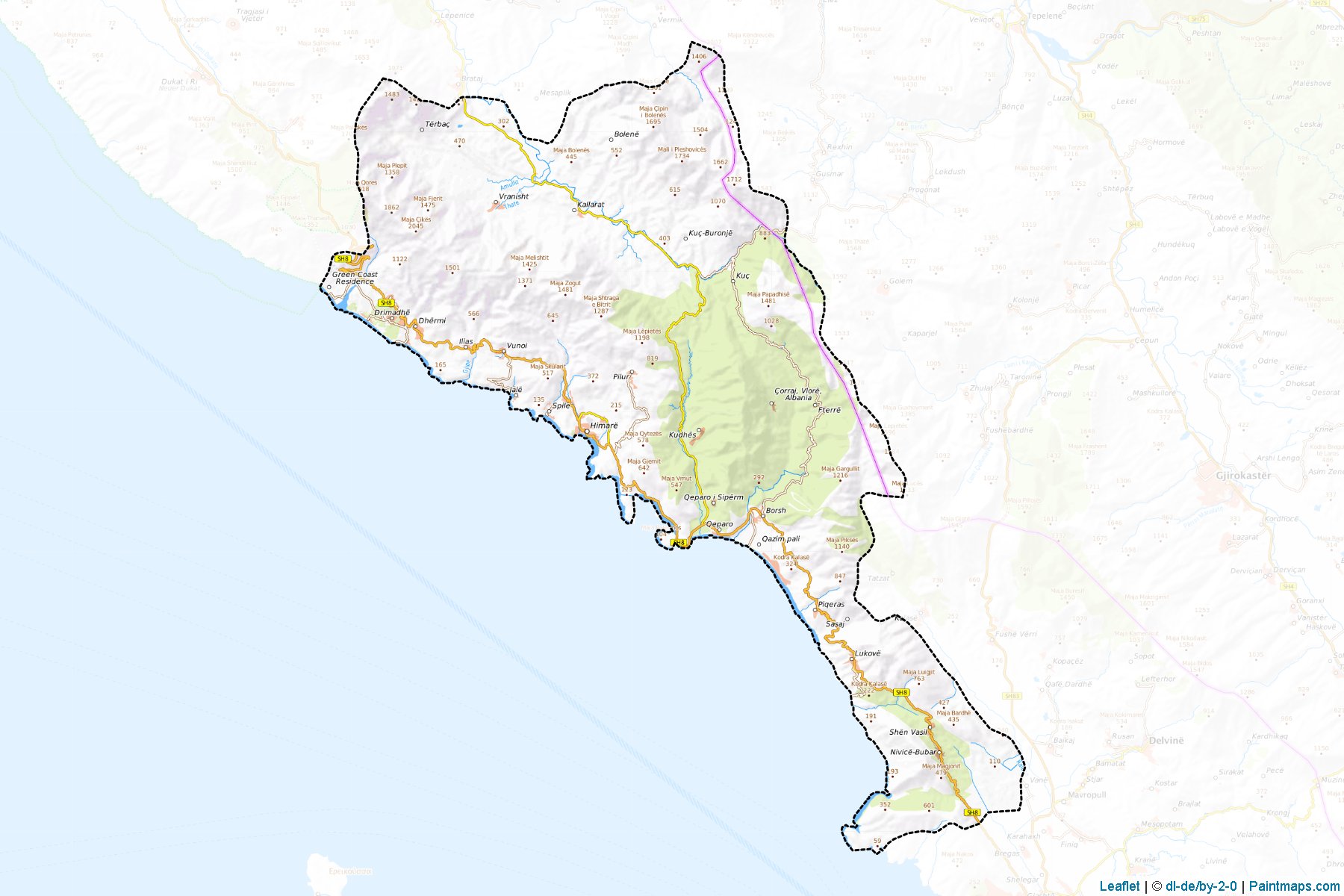 Muestras de recorte de mapas Himarë (Vlorë)-1