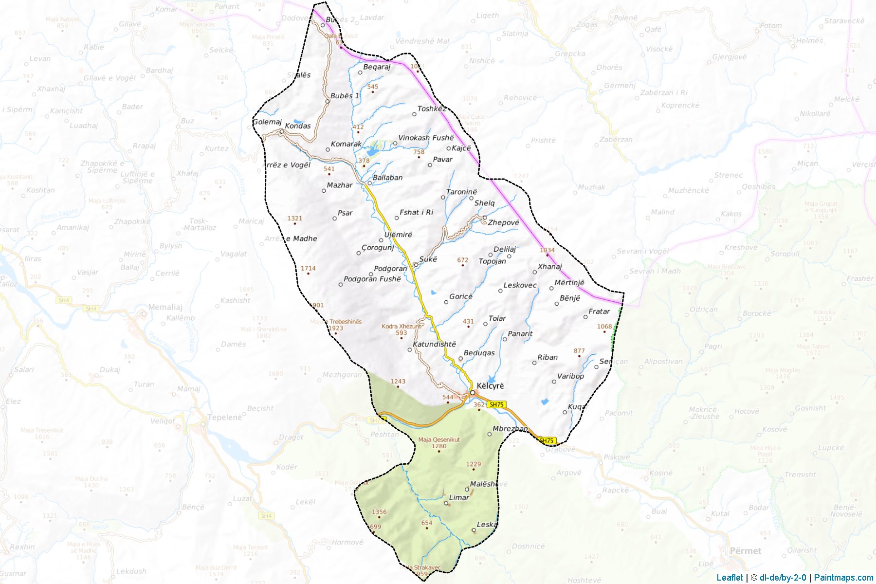 Muestras de recorte de mapas Këlcyrë (Gjirokaste)-1