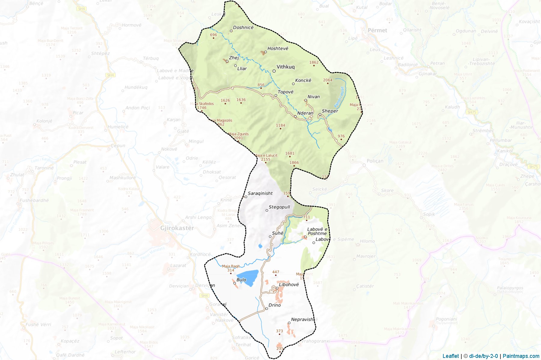 Muestras de recorte de mapas Libohovë (Gjirokaste)-1