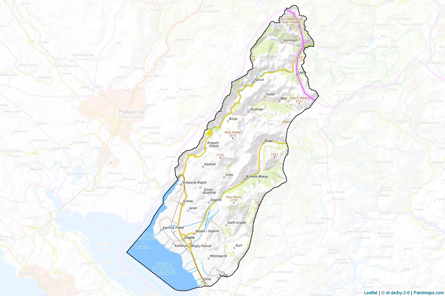 Malësi e Madhe ilçesi (İşkodra ili) Haritası Örnekleri-1