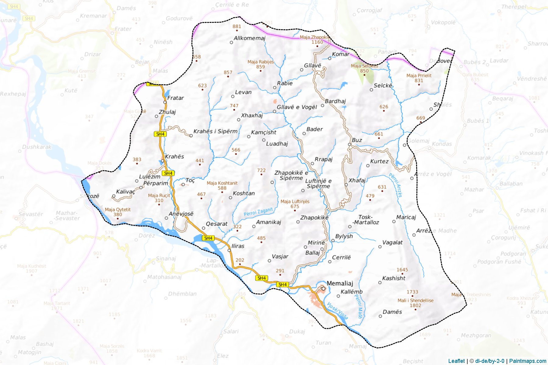 Muestras de recorte de mapas Memaliaj (Gjirokaste)-1