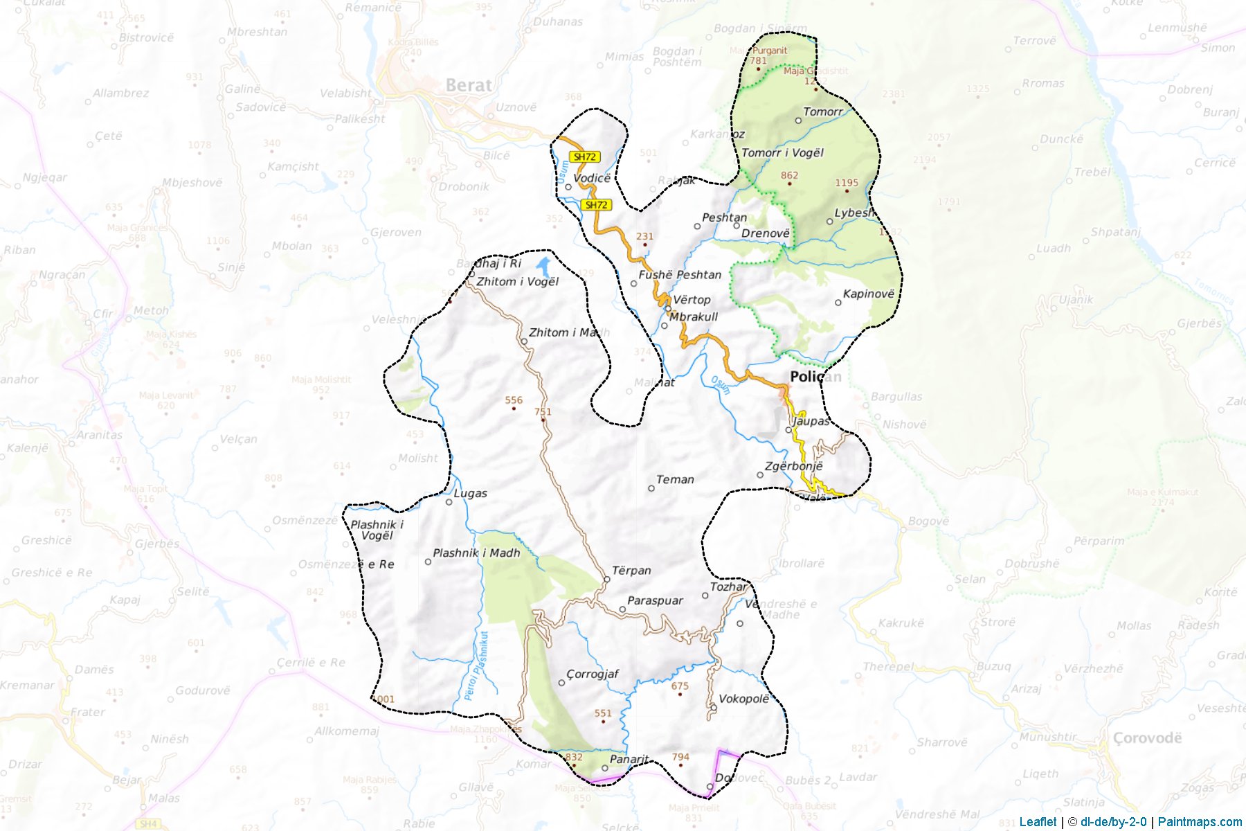 Muestras de recorte de mapas Poliçan (Berat)-1