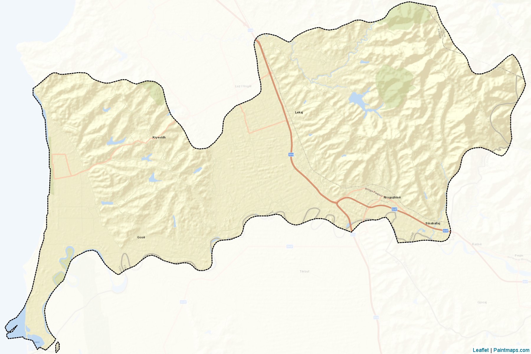 Muestras de recorte de mapas Rrogozhinë (Tiranë)-2