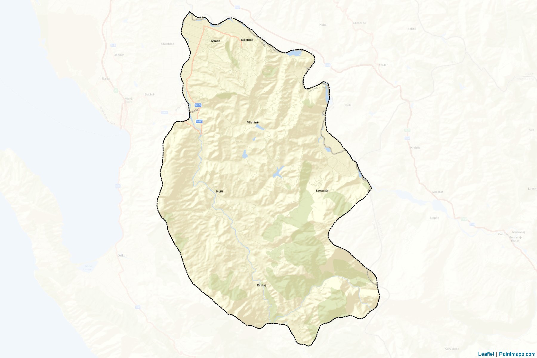 Muestras de recorte de mapas Selenicë (Vlorë)-2