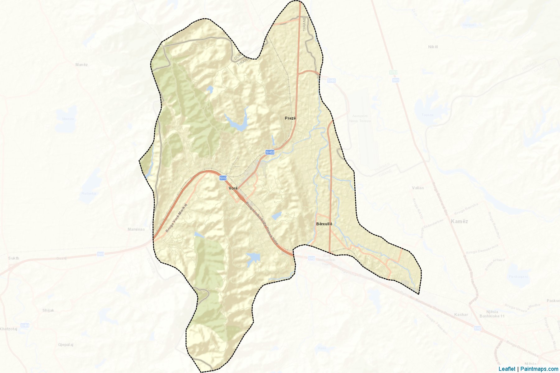 Muestras de recorte de mapas Vorë (Tiranë)-2