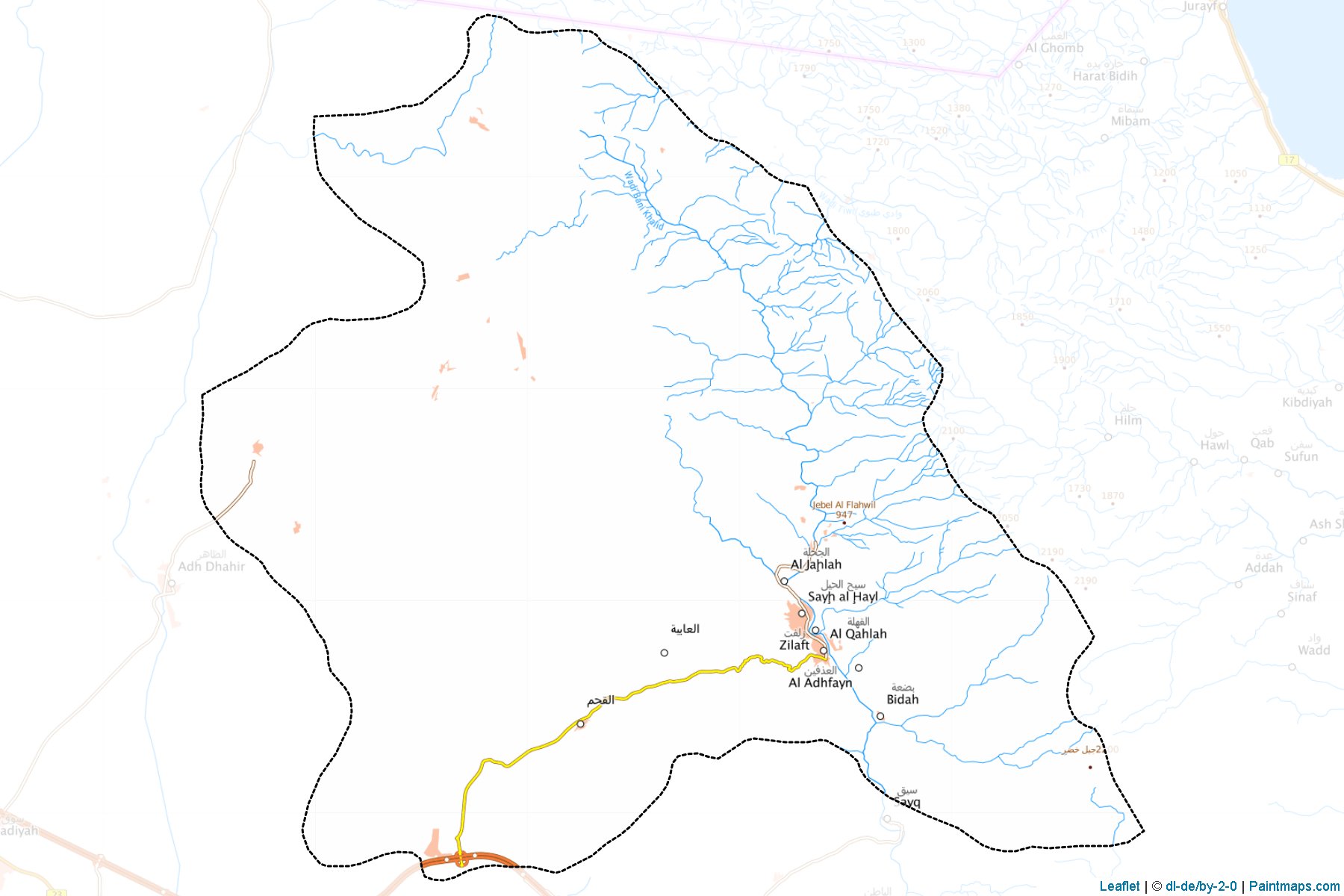 Muestras de recorte de mapas Wadi Bani Khalid (Ash Sharqiyah North)-1