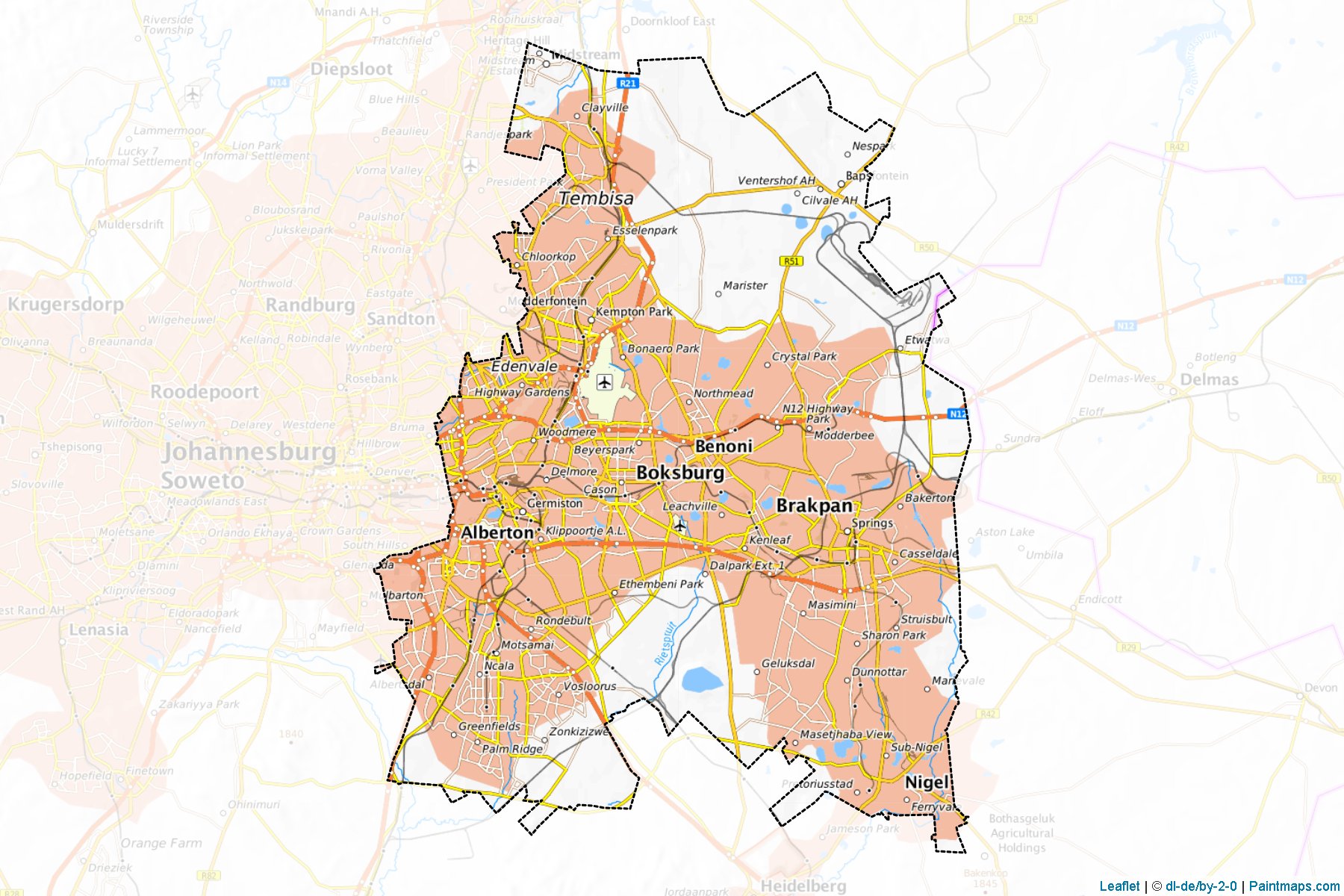 Muestras de recorte de mapas Ekurhuleni (Gauteng)-1