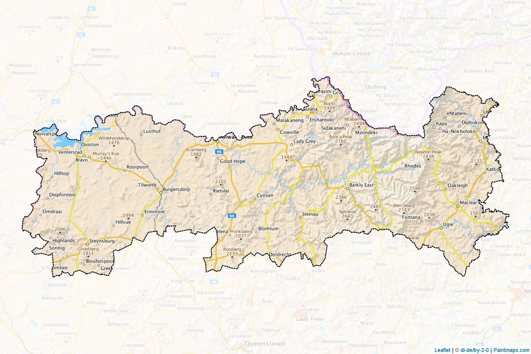 Muestras de recorte de mapas Joe Gqabi (Eastern Cape)-1