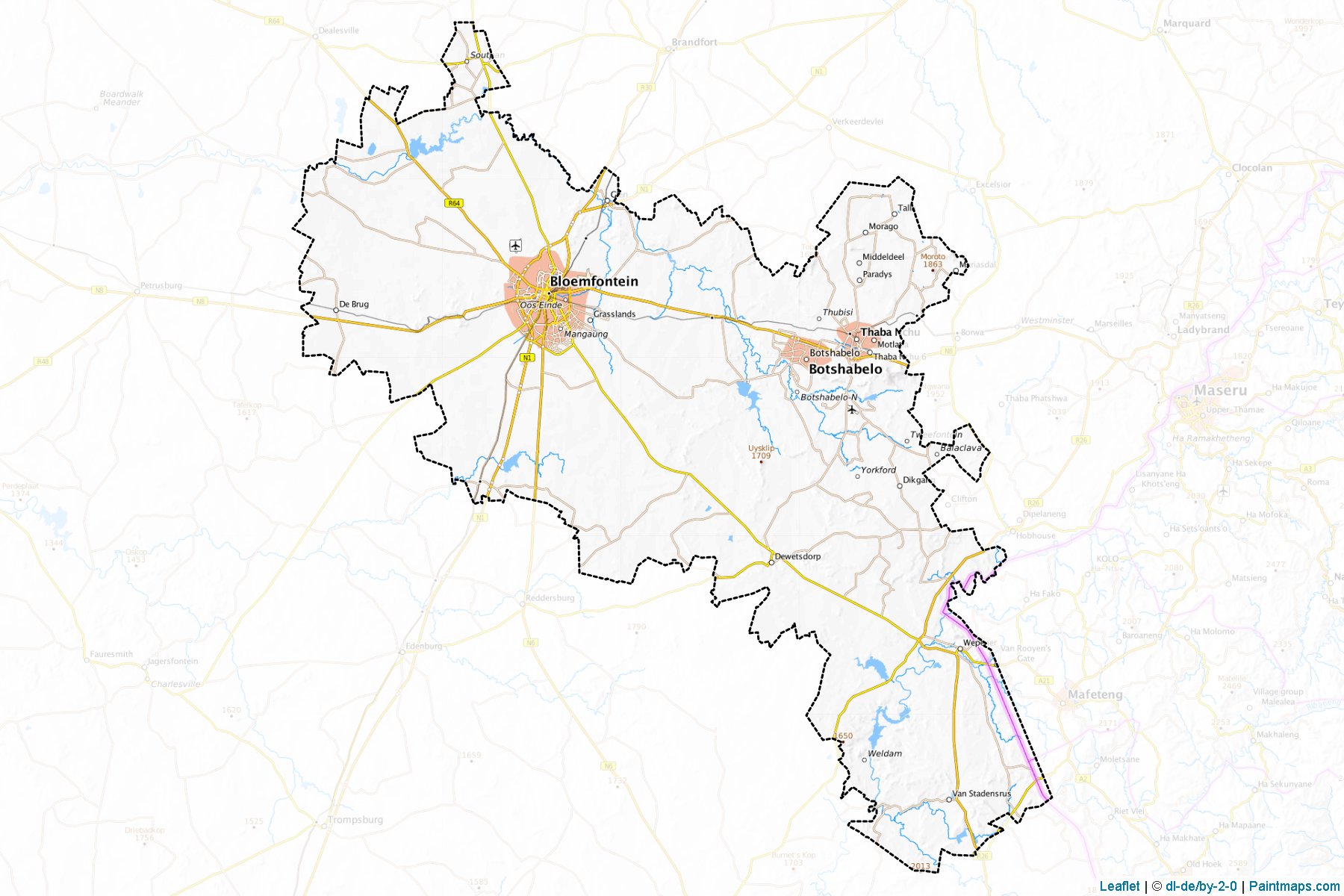 Muestras de recorte de mapas Mangaung (Free State)-1