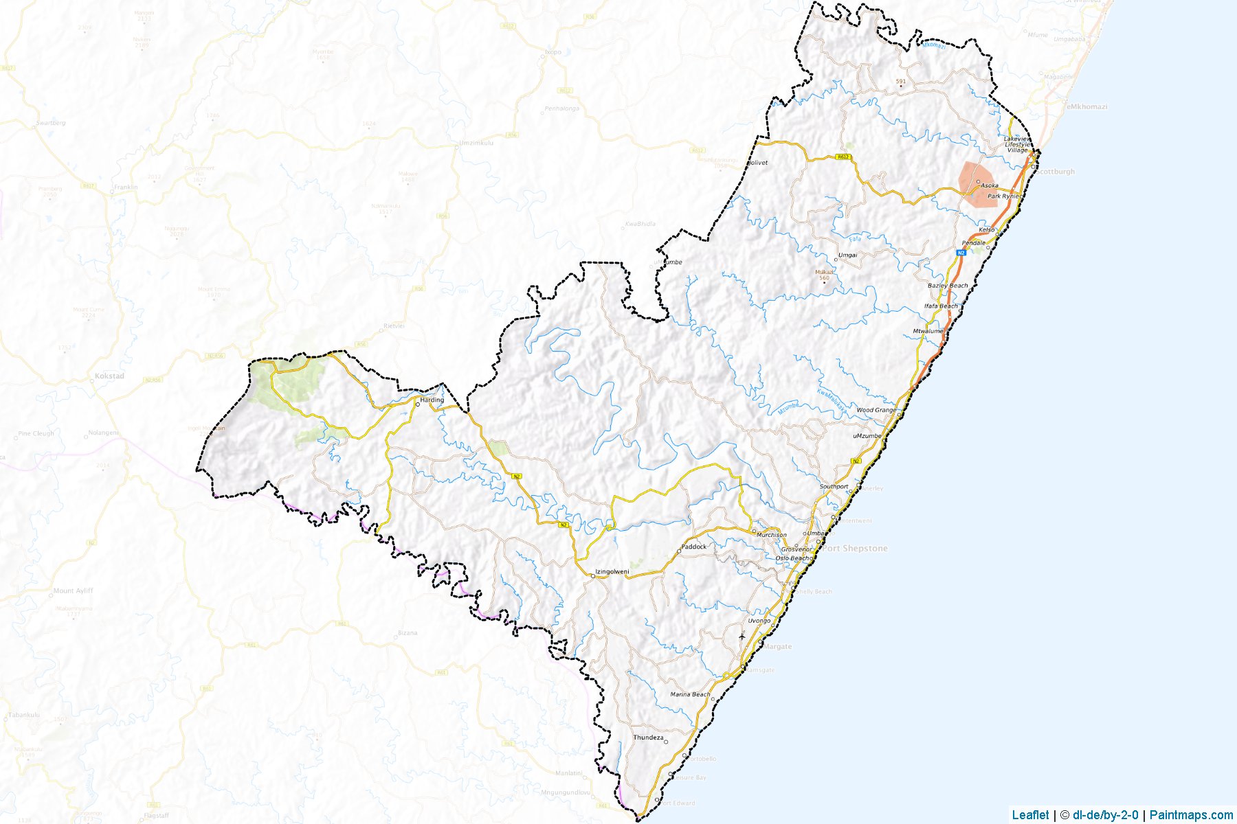 Muestras de recorte de mapas Ugu (Kwazulu-Natal)-1