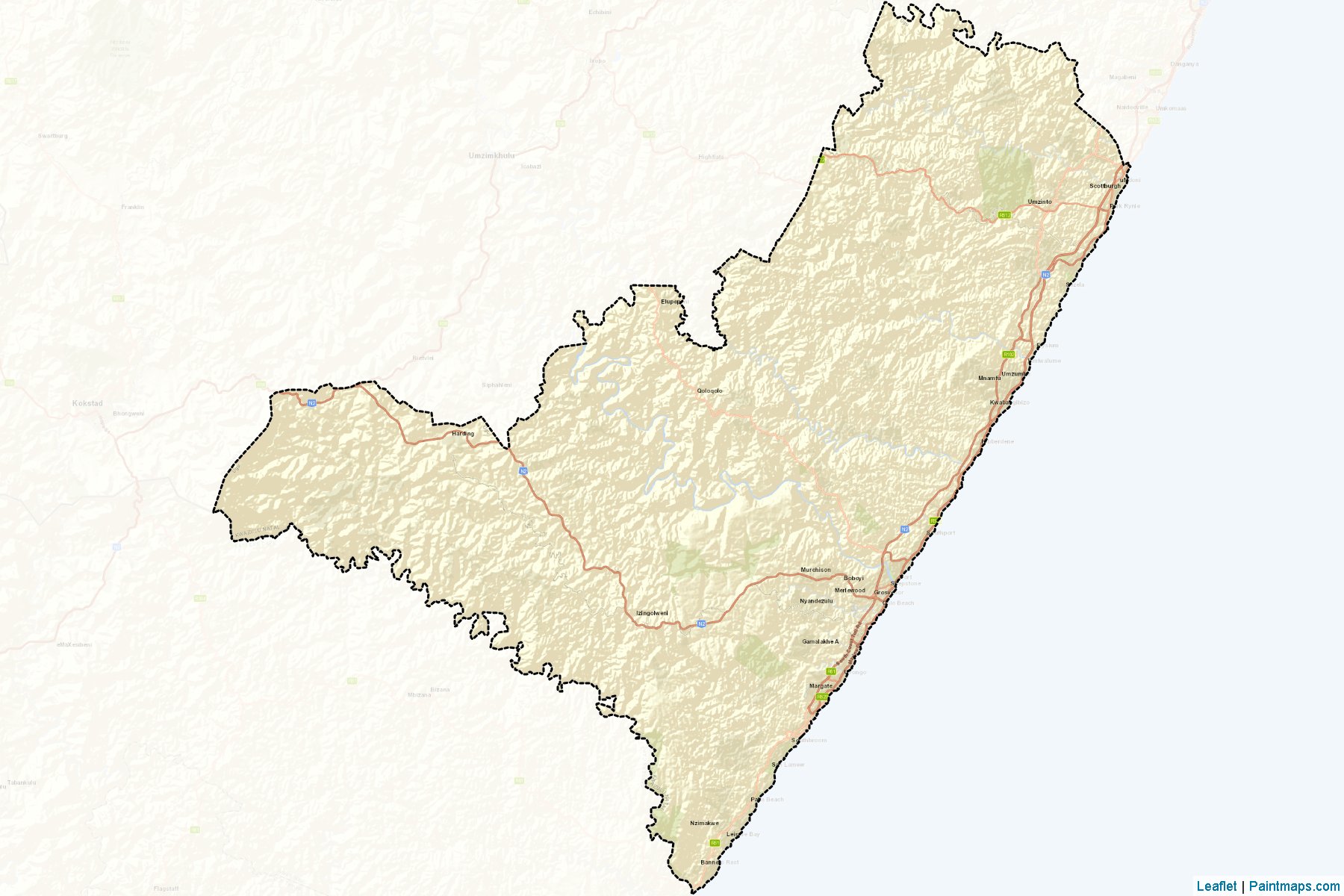 Muestras de recorte de mapas Ugu (Kwazulu-Natal)-2