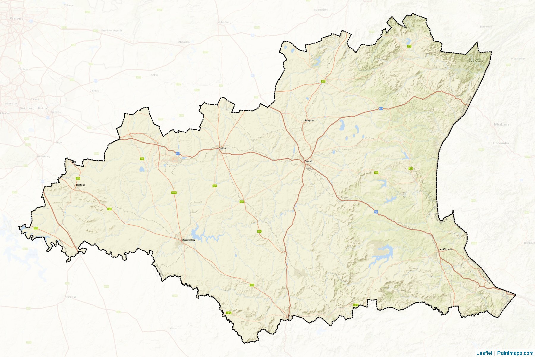 Muestras de recorte de mapas Gert Sibande (Mpumalanga)-2