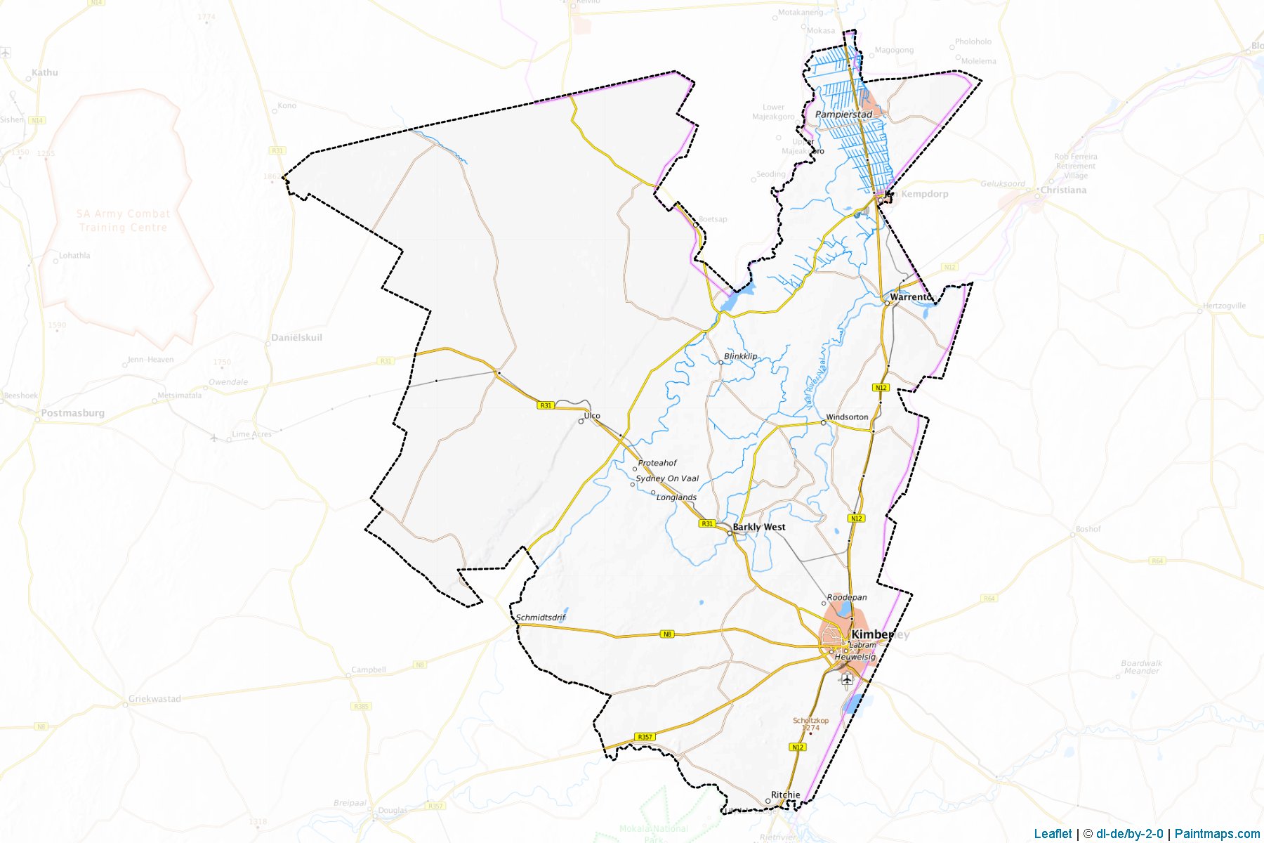 Muestras de recorte de mapas Frances Baard (Northern Cape)-1