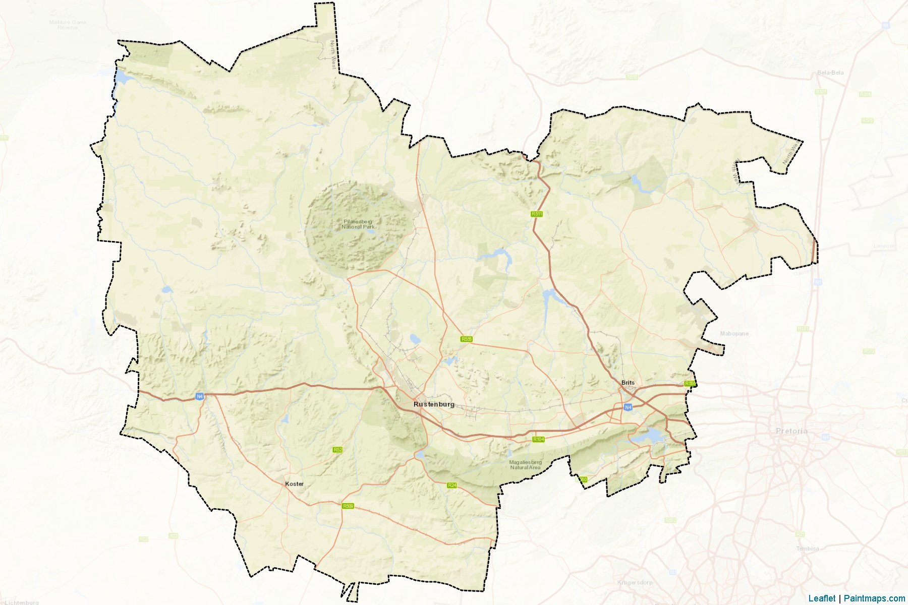 Muestras de recorte de mapas Bojanala (North West)-2