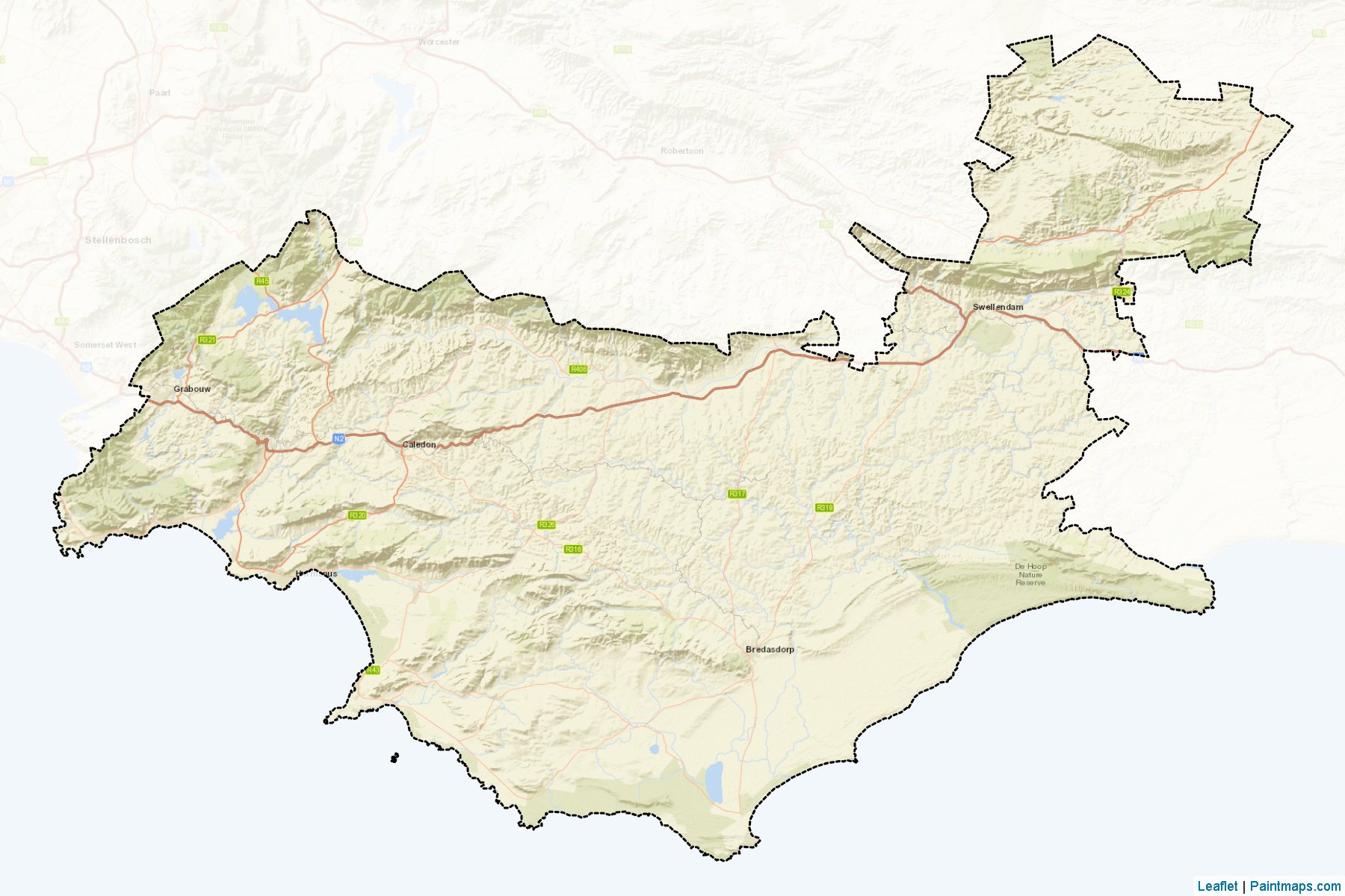 Muestras de recorte de mapas Overberg (Western Cape)-2