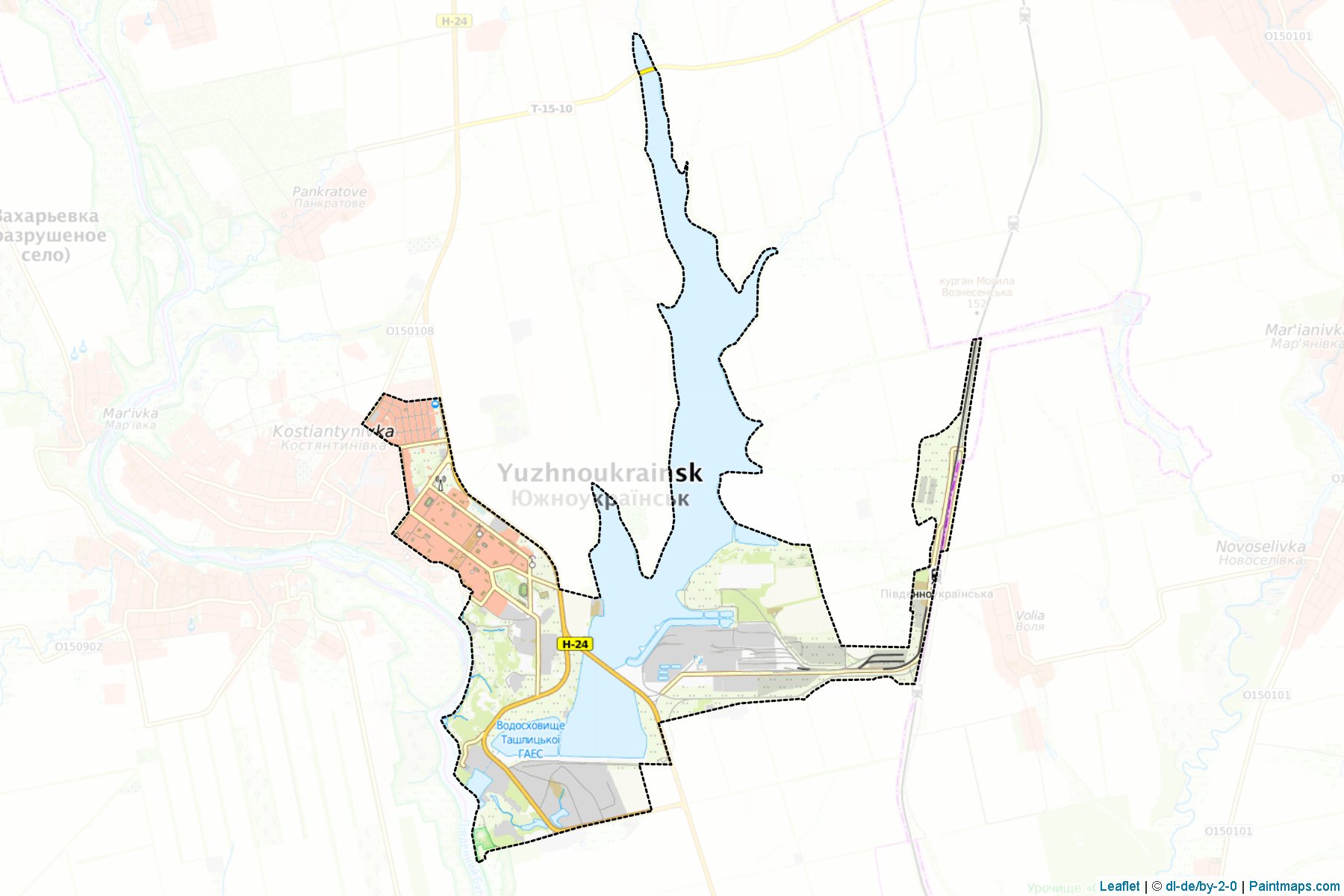 Muestras de recorte de mapas Yuzhnoukrainska (Mykolaiv)-1