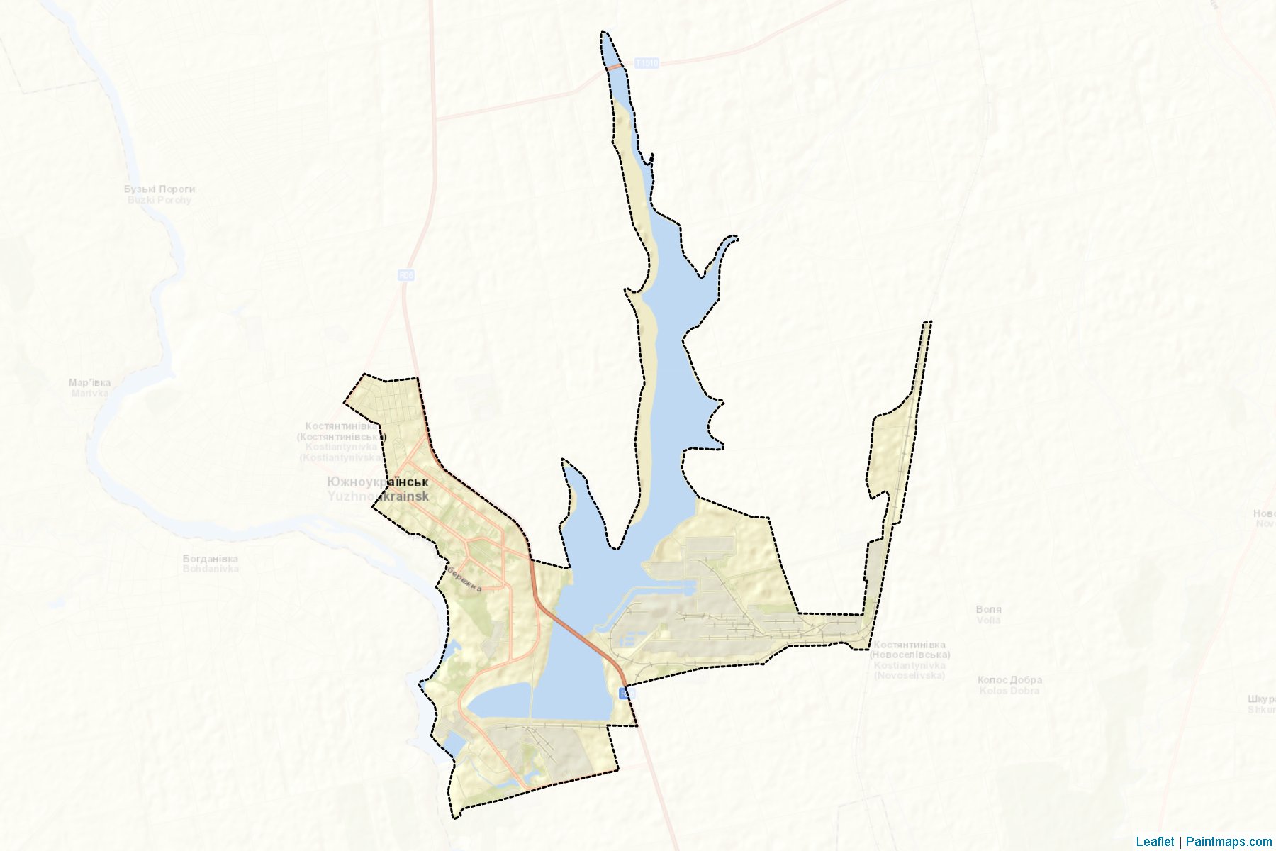 Muestras de recorte de mapas Yuzhnoukrainska (Mykolaiv)-2