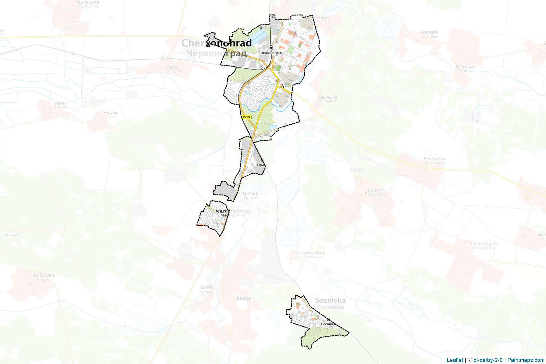 Muestras de recorte de mapas Chervonohradska (Lviv)-1