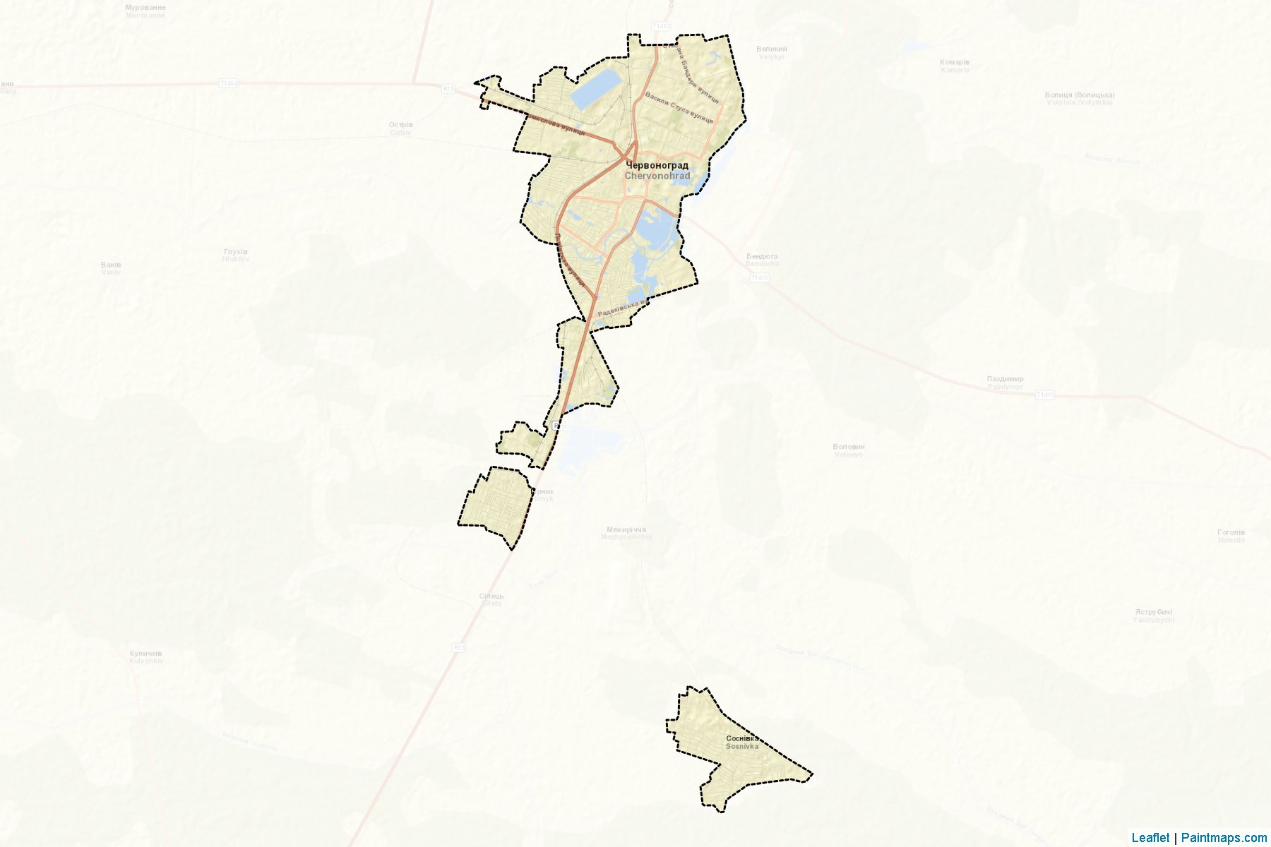 Muestras de recorte de mapas Chervonohradska (Lviv)-2