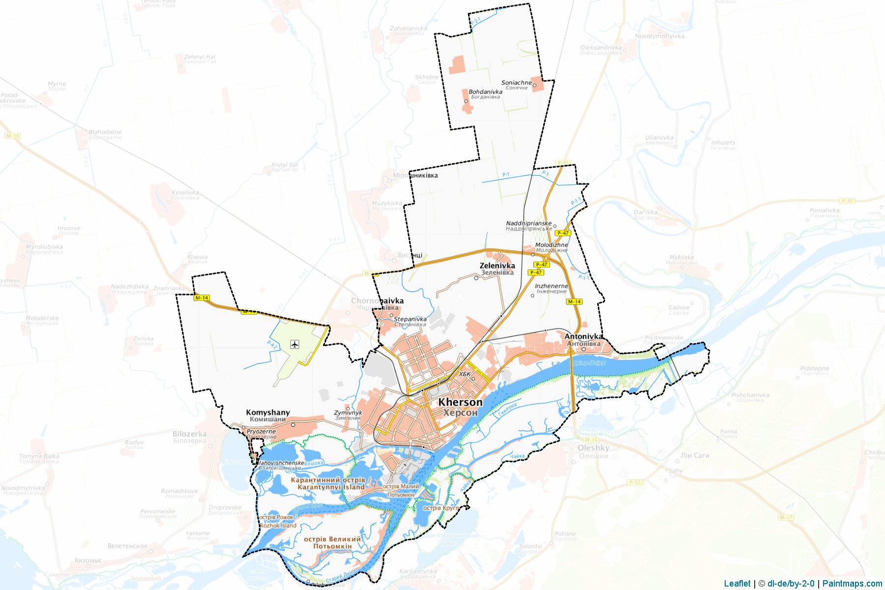 Muestras de recorte de mapas Khersonska (Kherson)-1