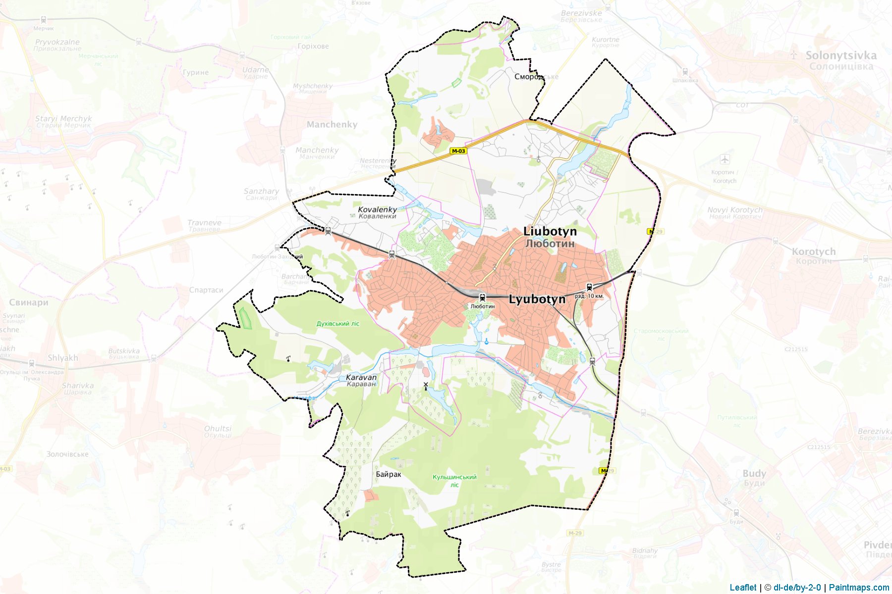 Muestras de recorte de mapas Liubotynska (Kharkiv)-1