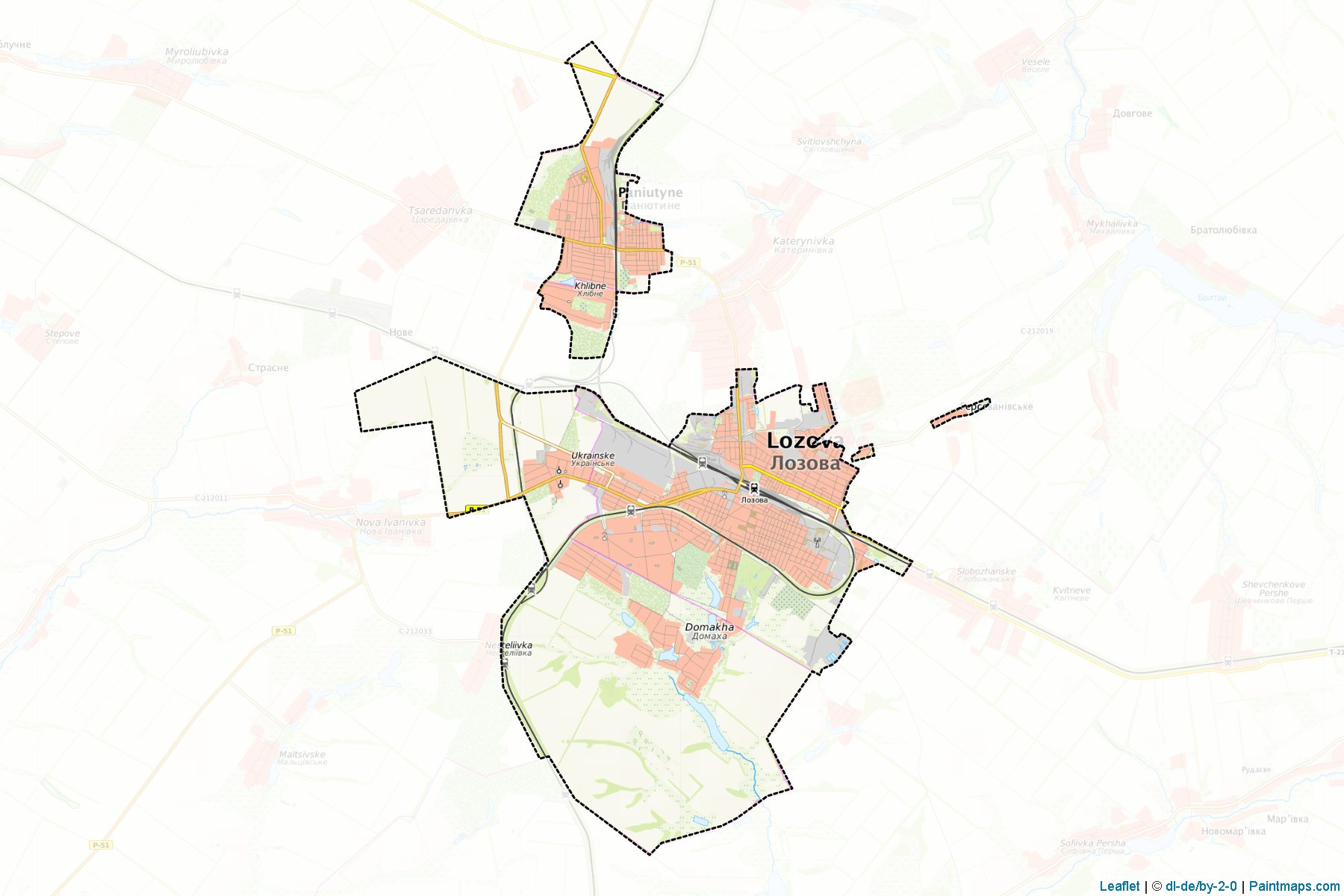 Muestras de recorte de mapas Lozivska (Kharkiv)-1