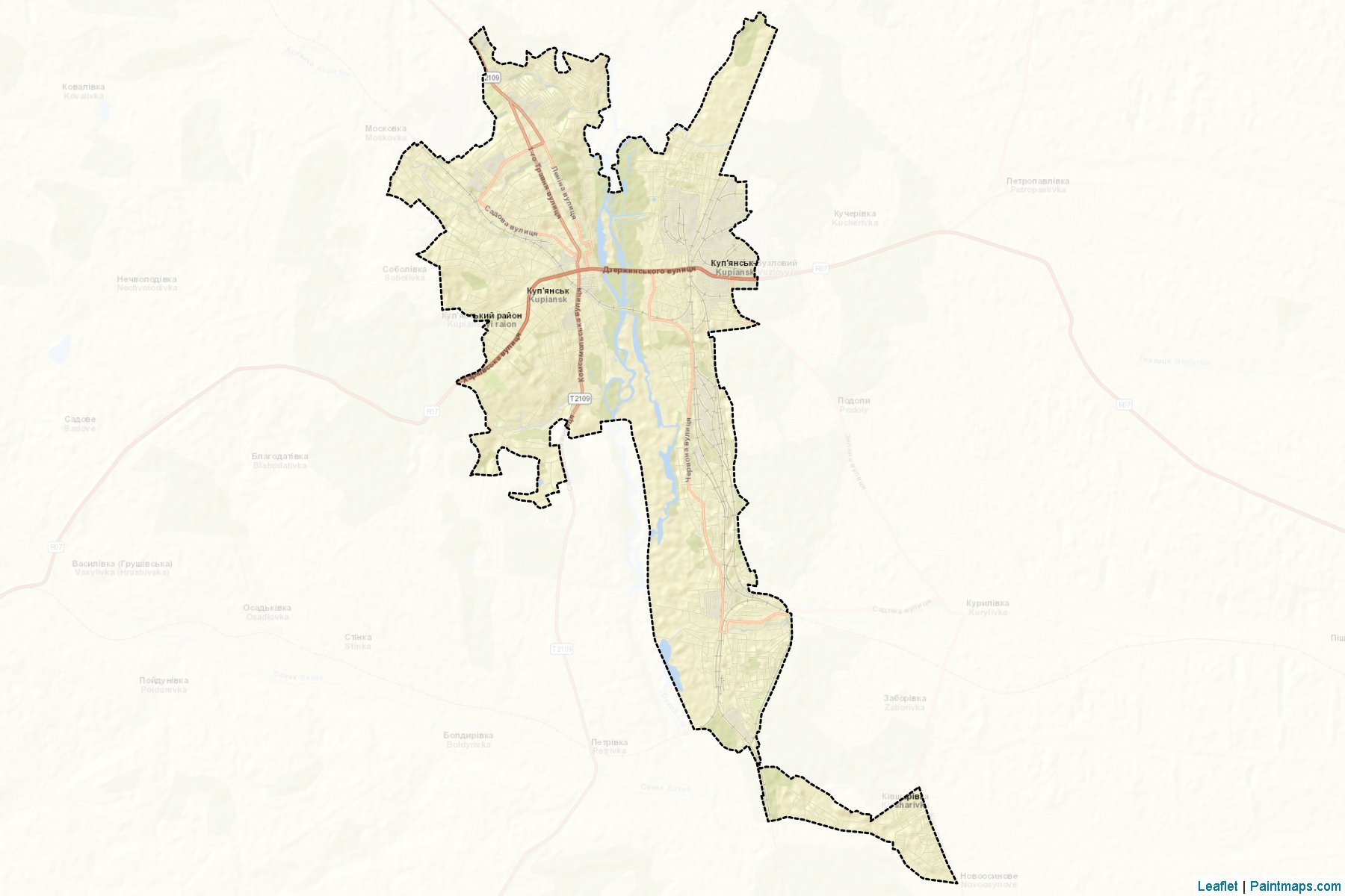 Muestras de recorte de mapas Kupianska (Kharkiv)-2