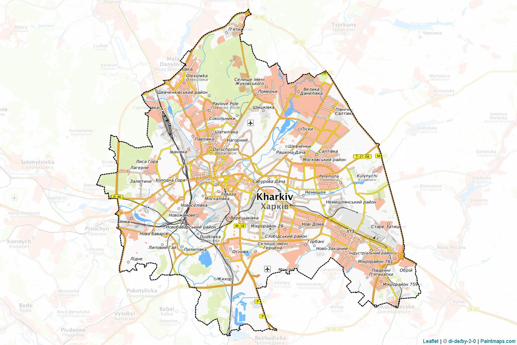 Muestras de recorte de mapas Dzerzhynskana (Kharkiv)-1