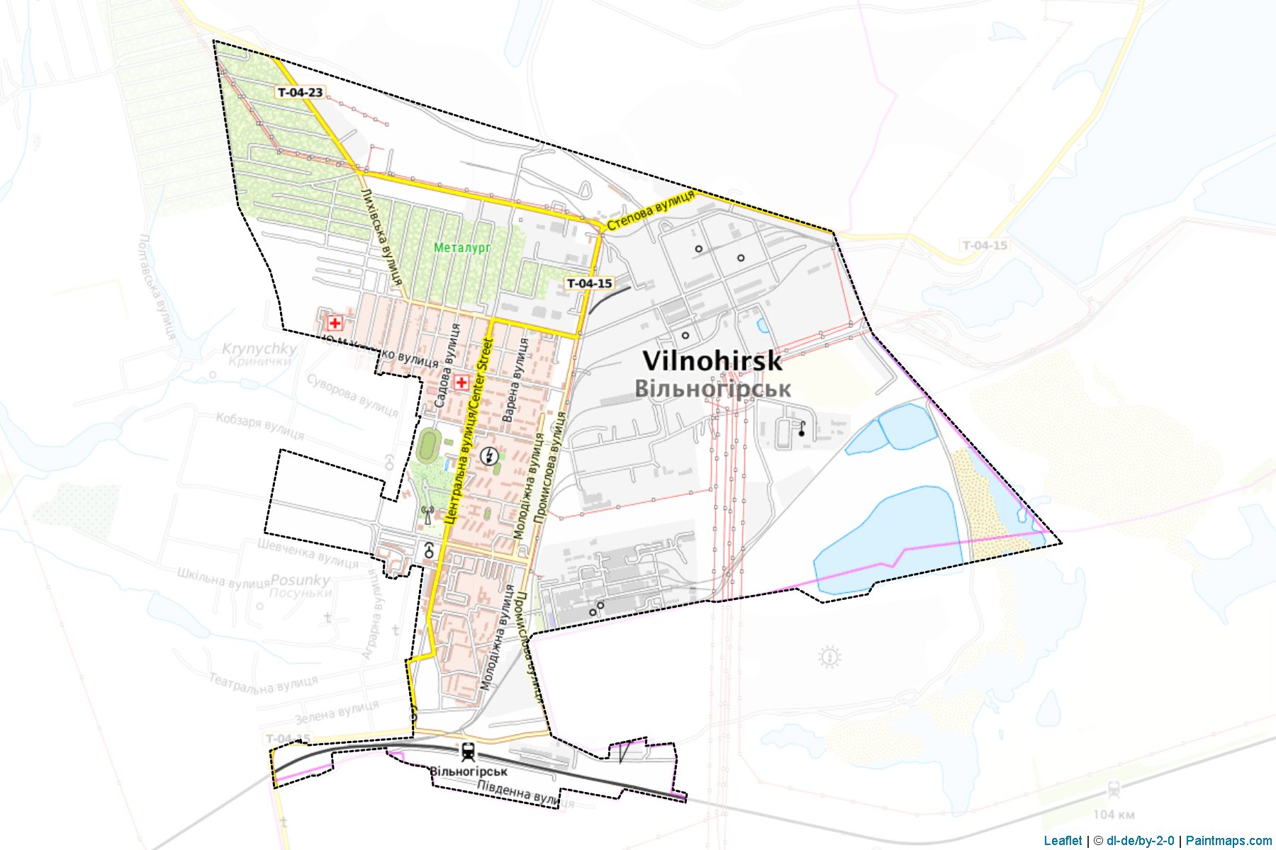 Muestras de recorte de mapas Vilnohirska (Dnipropetrovs'k)-1