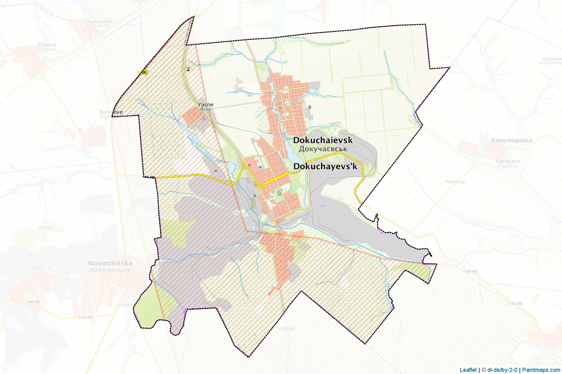 Muestras de recorte de mapas Dokuchaievska (Donetsk)-1