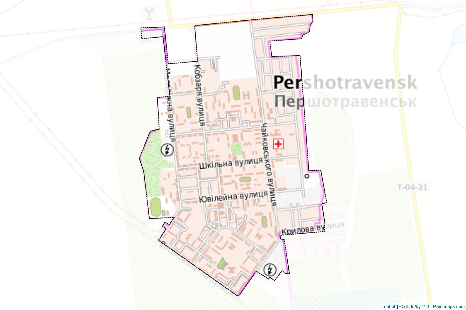 Muestras de recorte de mapas Pershotravenska (Dnipropetrovs'k)-1